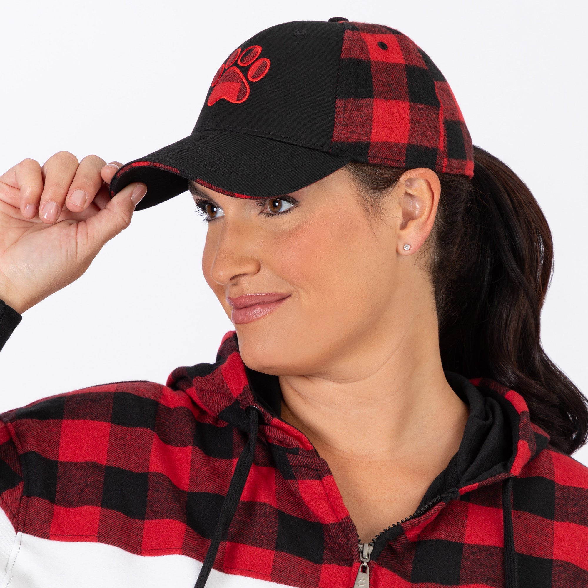 Paw Print Plaid Baseball Hat、mySite、camillekostekn