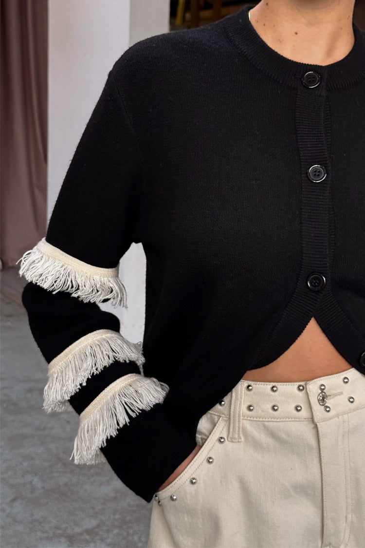 Black and Cream Fringe Holly Cardigan、mySite、solidvoid