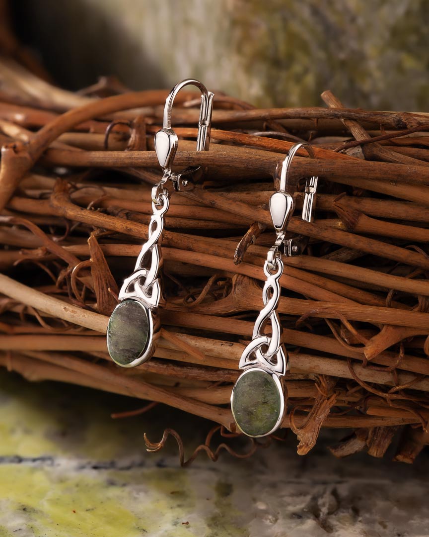 Connemara Marble Long Trinity Knot Drop Earrings、mySite、botmansion