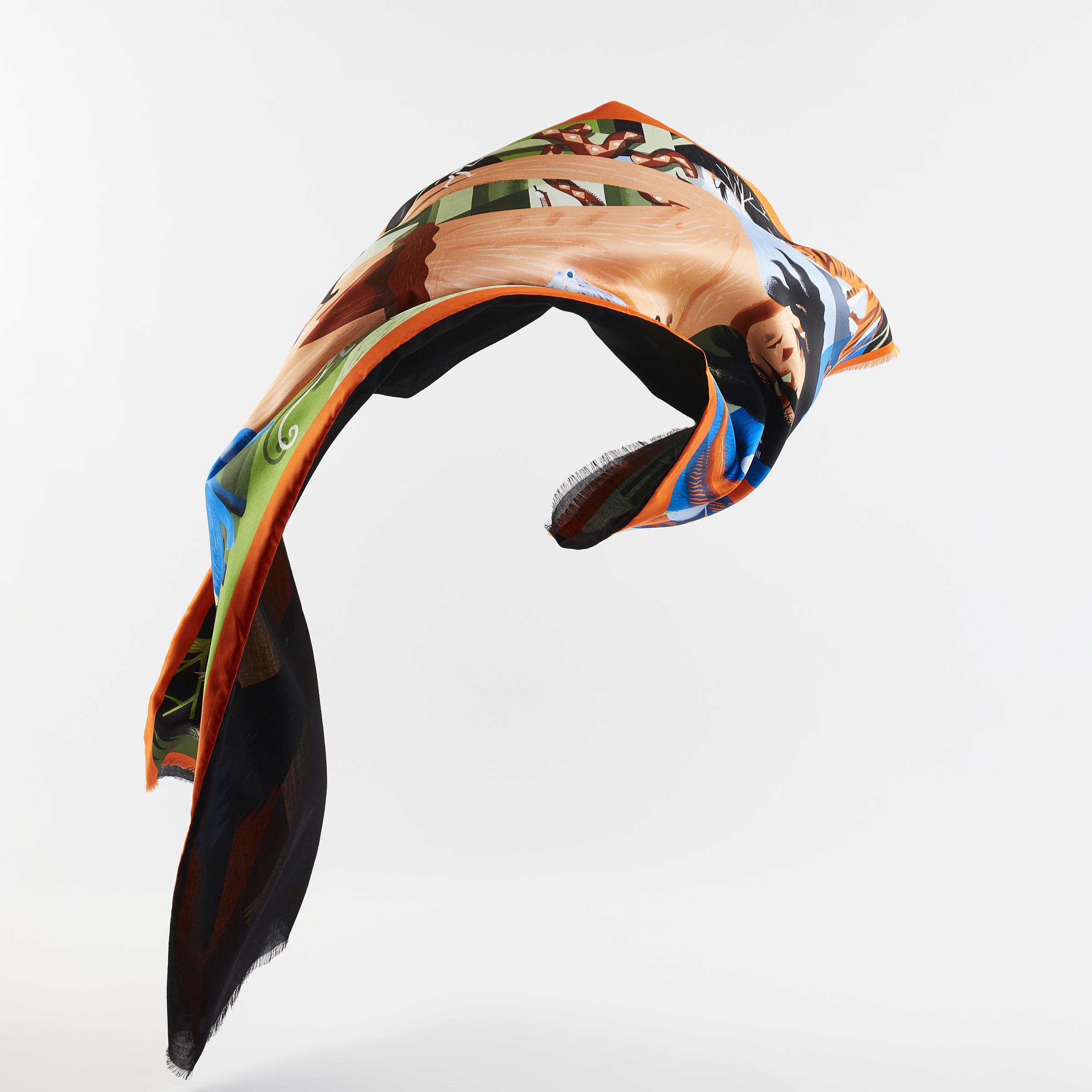 Silk and Cashmere Stole IL LIBRO DELLA GIUNGLA by Marco Brancato for Orequo、mySite、neckold