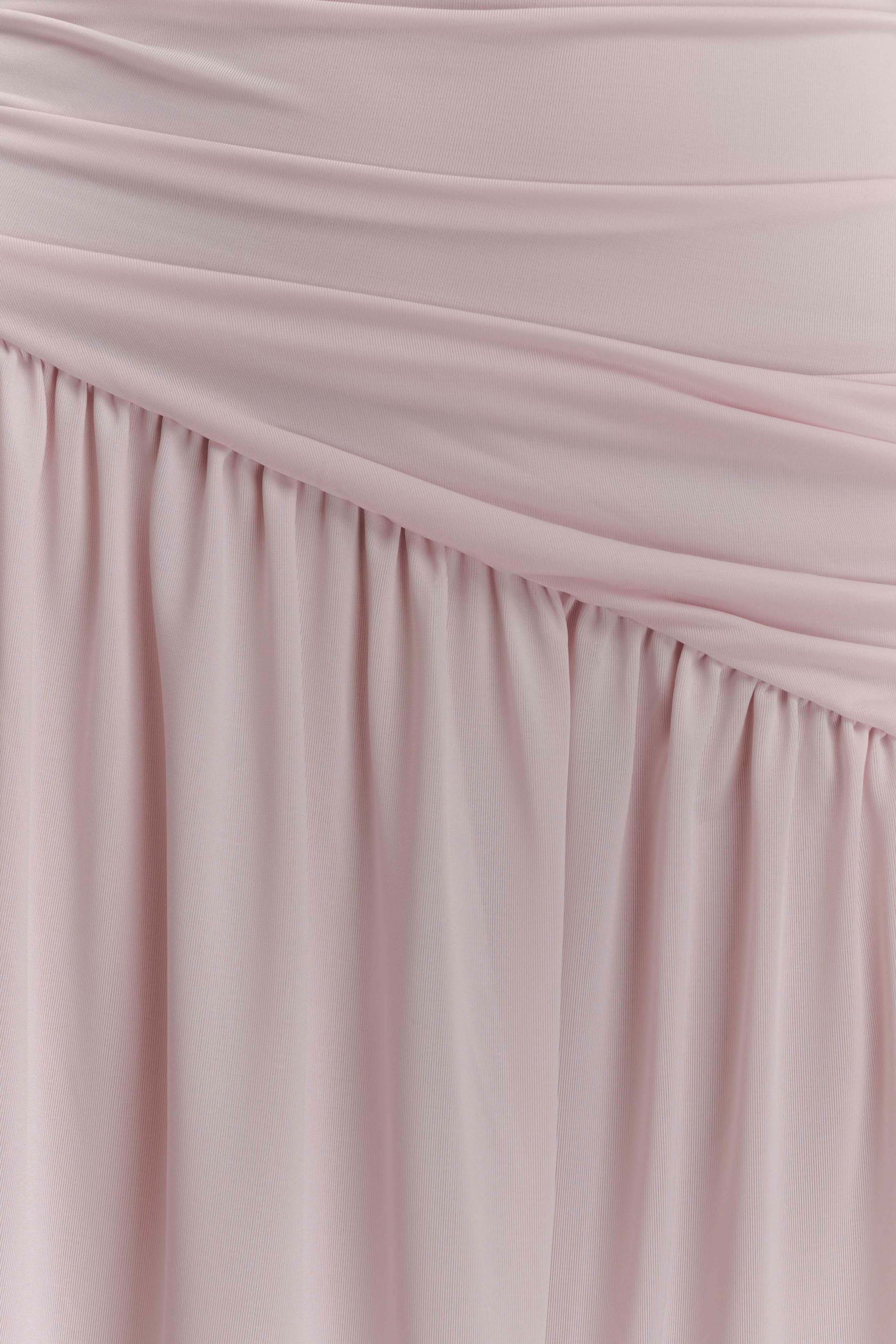 Bex Strapless Slinky Maxi Dress With Split - Pale Pink、mySite、solidvoid