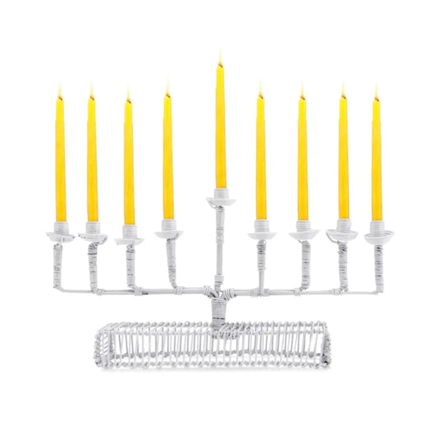 Handcrafted African Square Arm Menorah - White、mySite、topwebapps