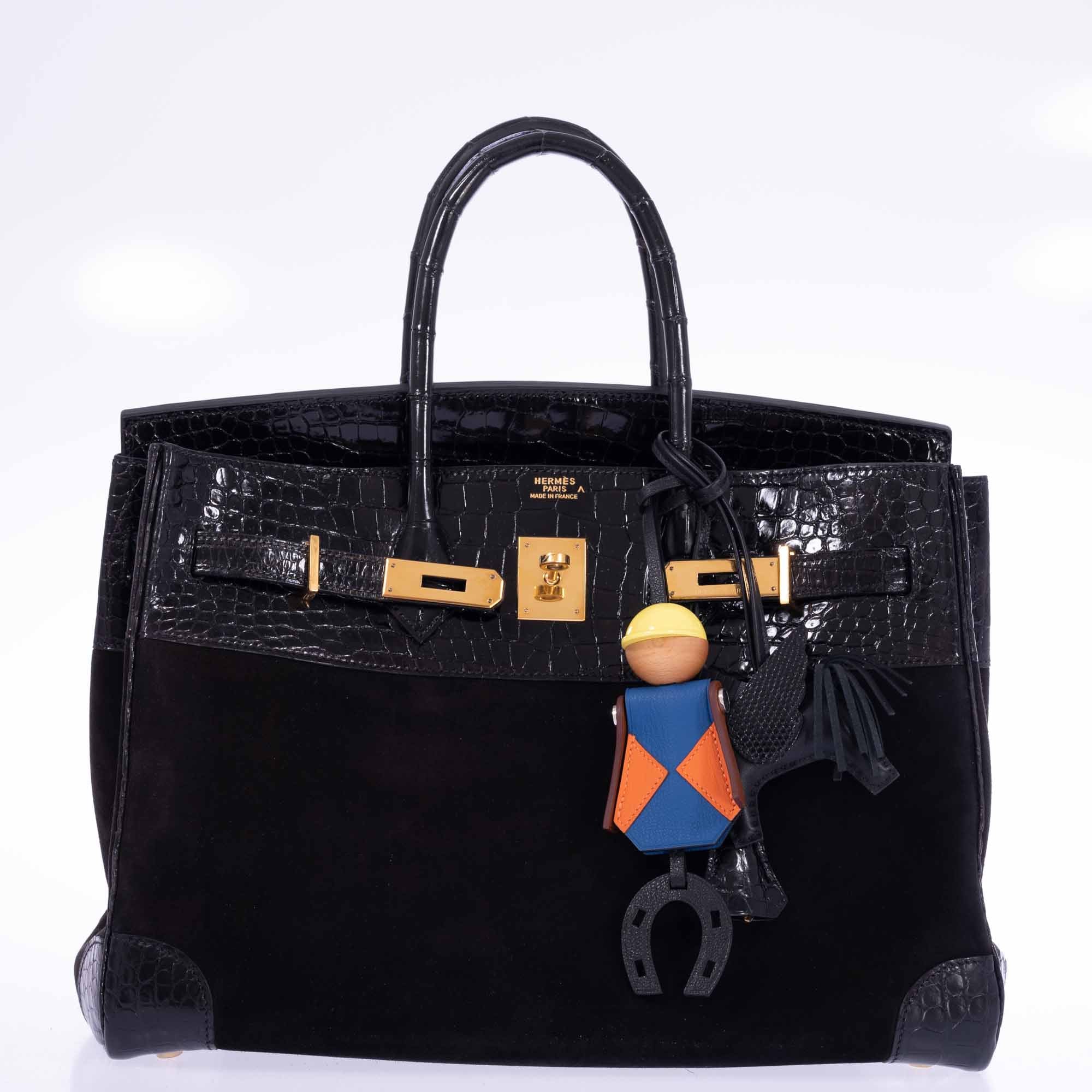 Hermès Birkin 35 Black Veau Doblis Suede & Black Porosus Crocodile Gold Hardware、mySite、garminoutage.com