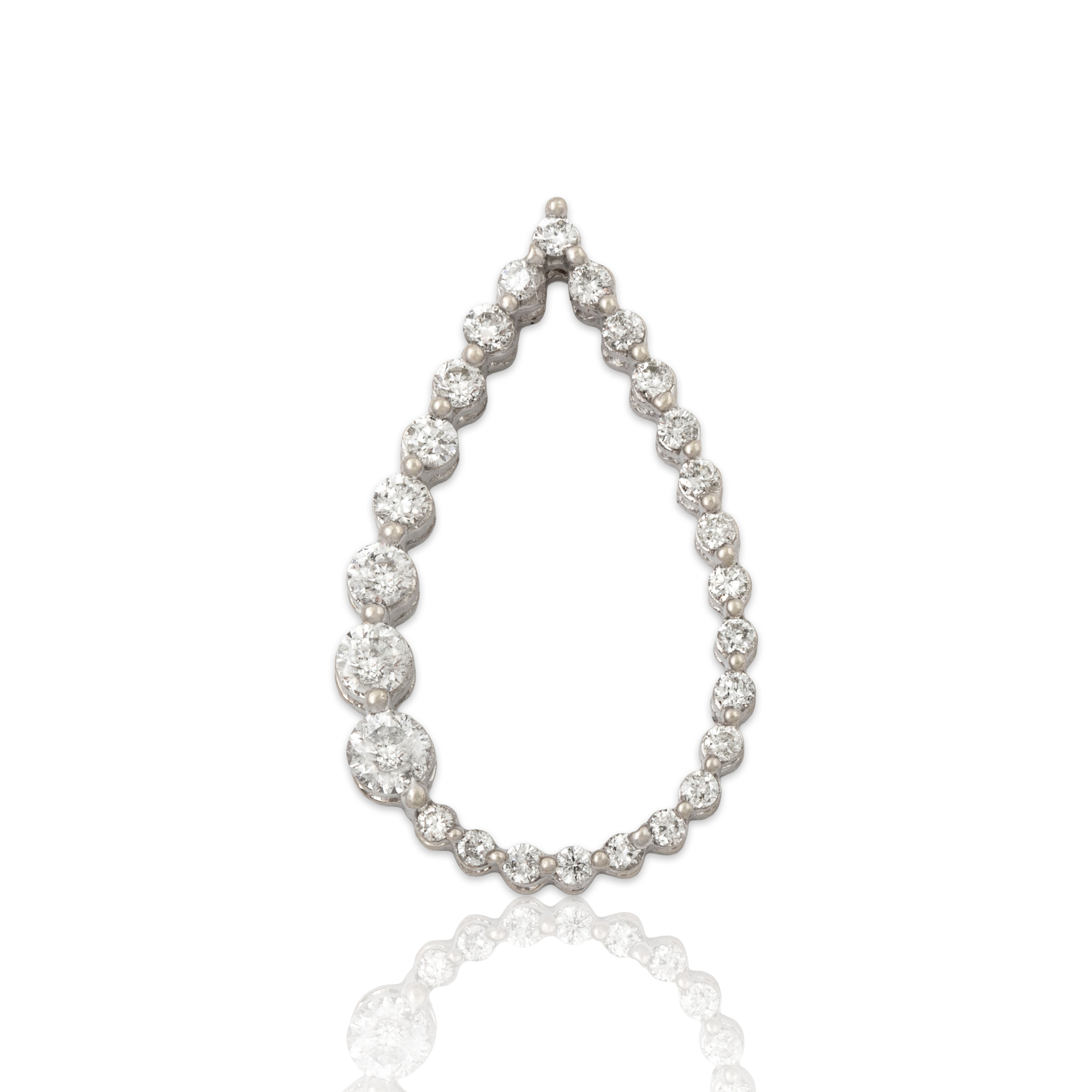 Vintage 14k White Gold .50cttw Diamond Graduated Teardrop Pendant、mySite、hinf8tx79