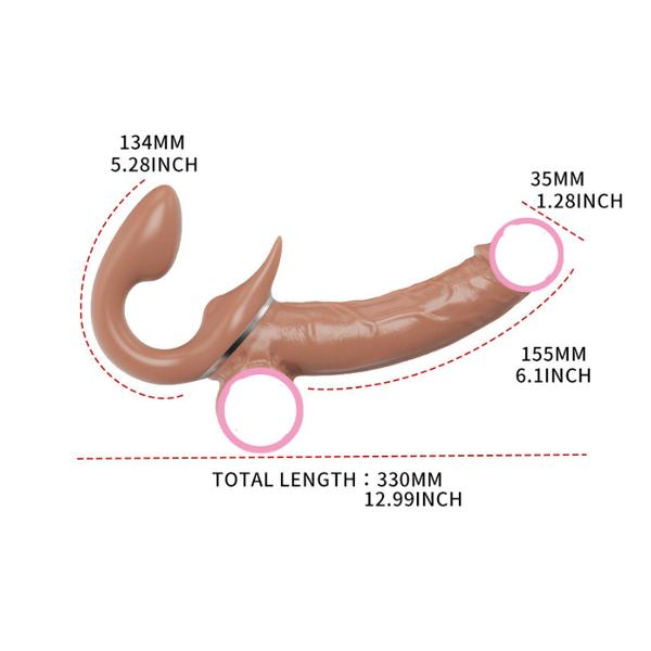 Nude Thrusting Dildo | Strapless 6 | Double Head Function | Silicone | Telescopic | USB、mySite、bottomscart