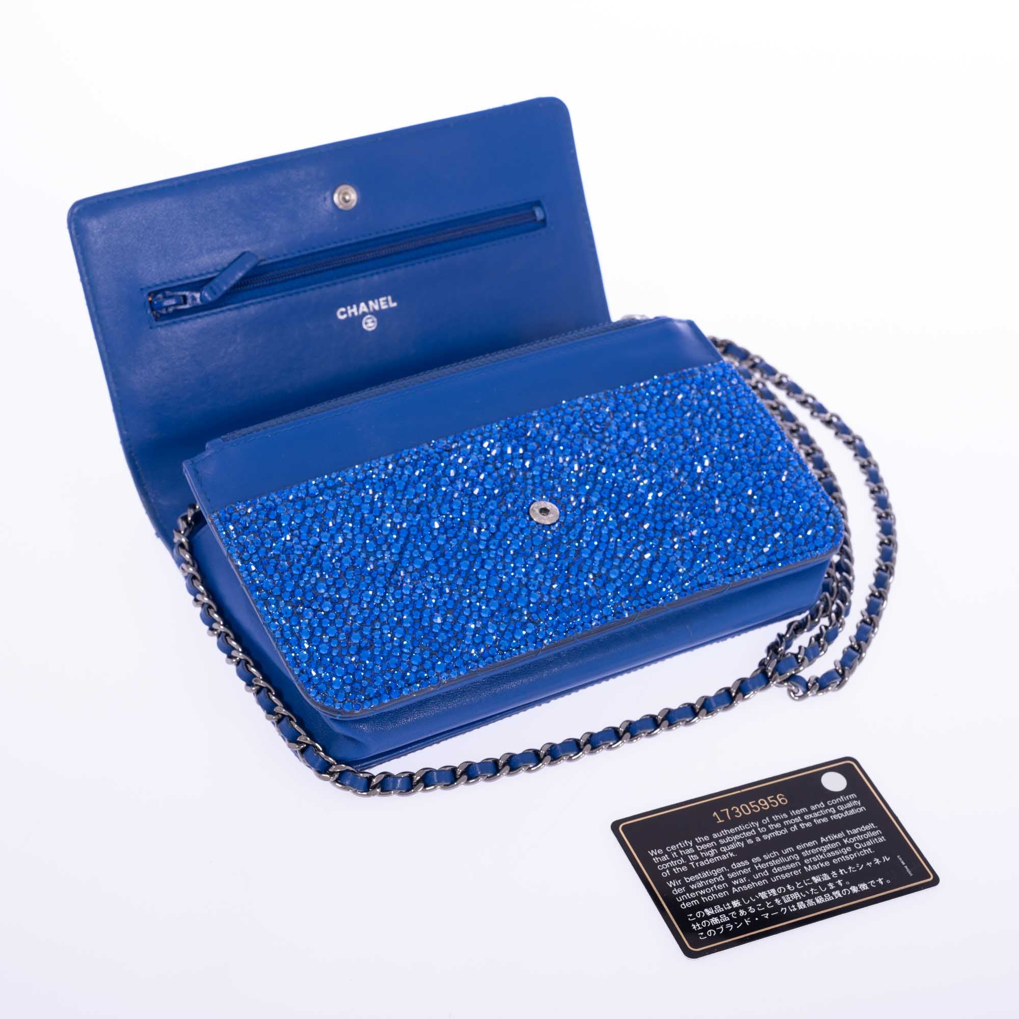 Chanel Wallet on Chain WOC Blue with Custom Swarovski、mySite、garminoutage.com
