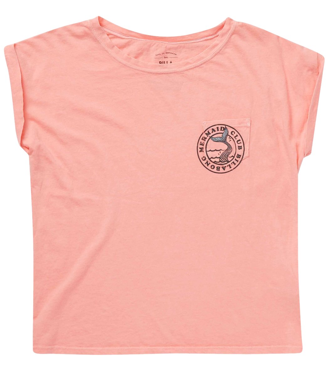 Billabong Girls' Mermaid Club Roll Sleeve Tee Shirt (Little Kid, Big Kid)、mySite、noshort