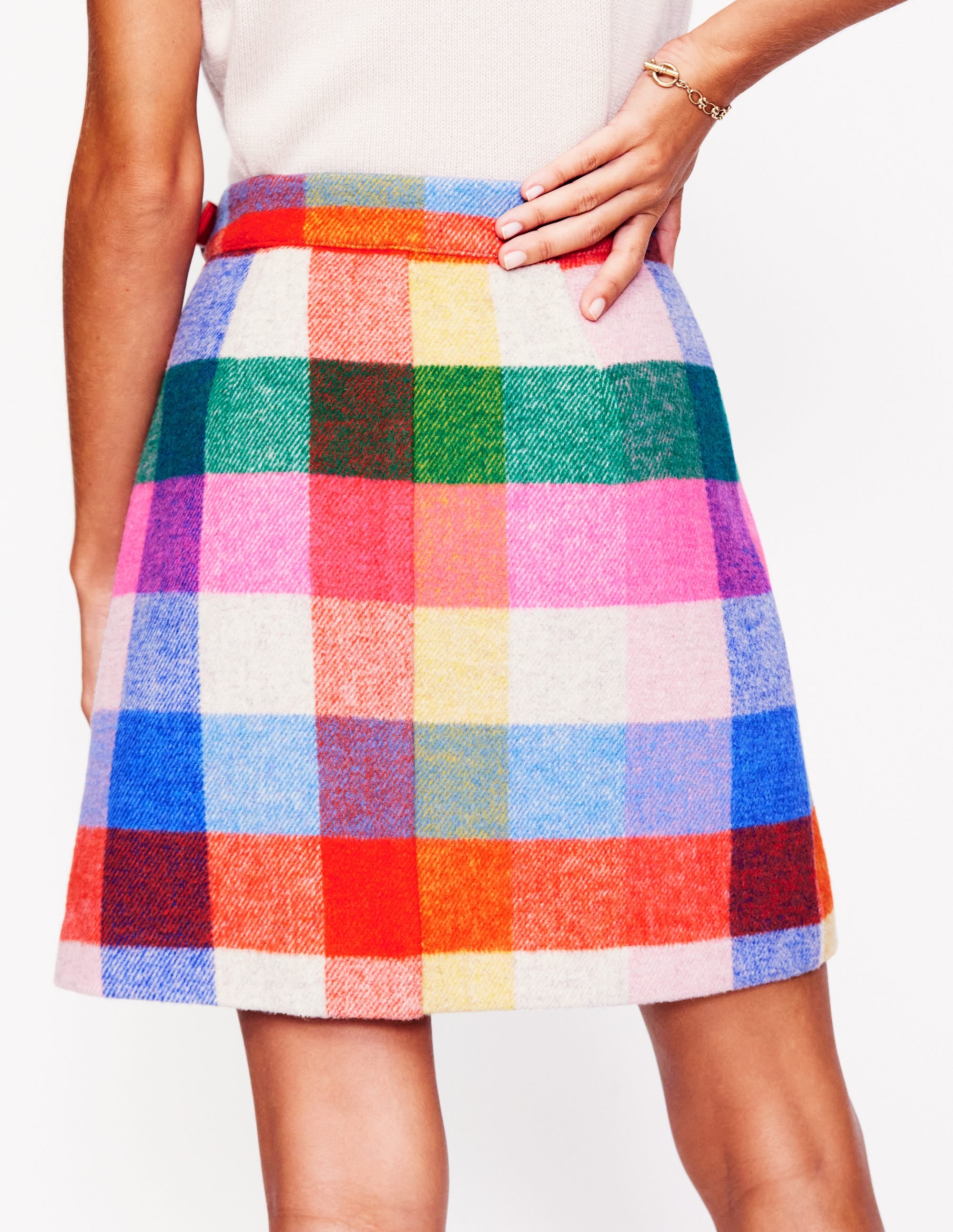 Clemence Wrap Short Skirt-Neon Multi Gingham、mySite、ashleygrahame