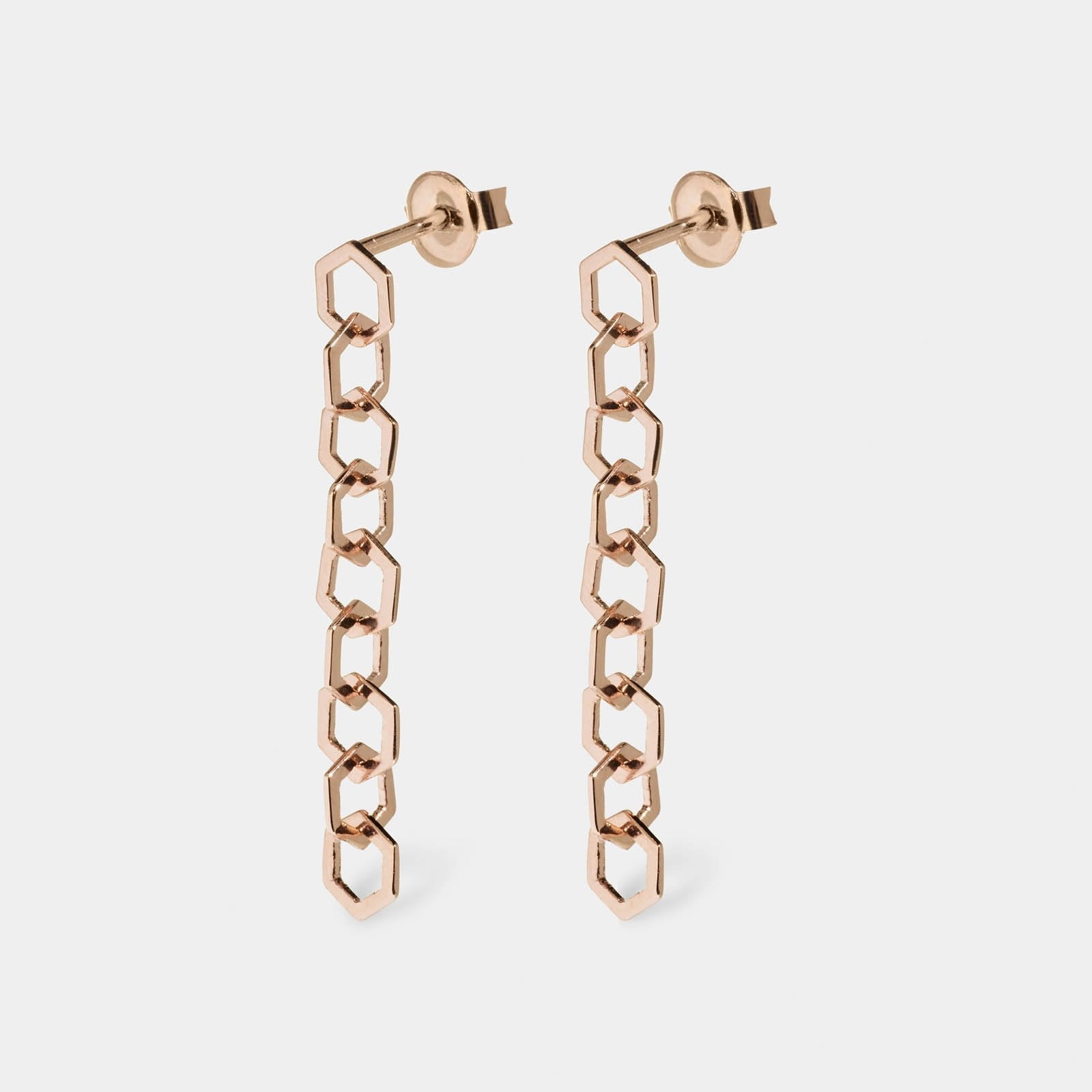  Essentielle Stud Earrings Open Hexagons Rose Gold Colour