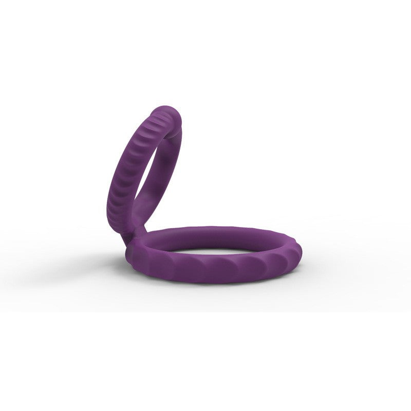 Bad Boy Double Silicone Penis Ring | Lock Delay Erection | Purple | Stretchy、mySite、bottomscart