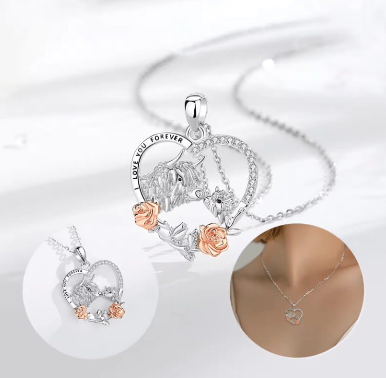 Highland Cow Necklaces Sterling Silver Beautiful Gifts!、mySite、g9winljtr