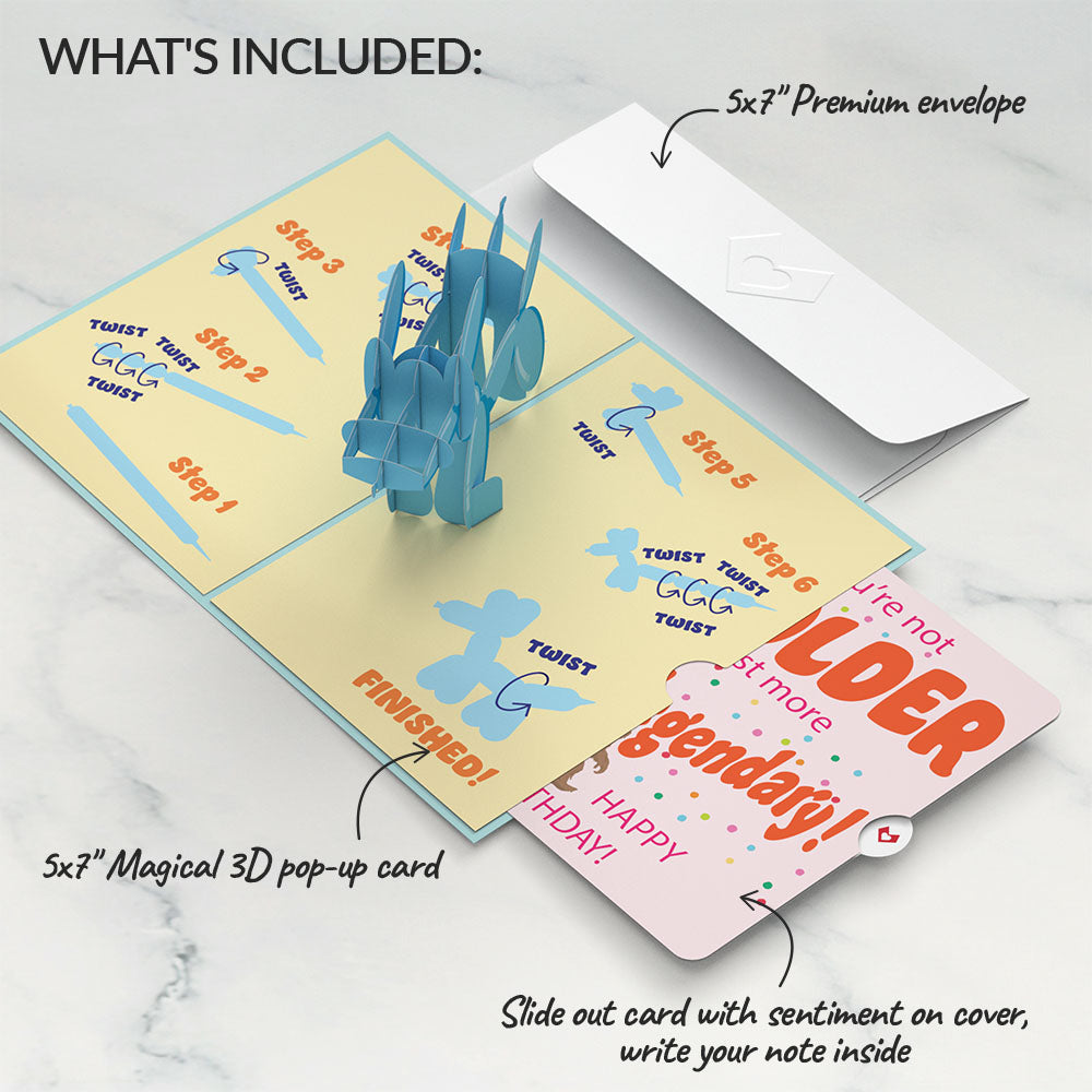 Birthday Balloon Animal Pop-Up Card and Not Older Just More Legendary Sentiment Set、mySite、solidvoid