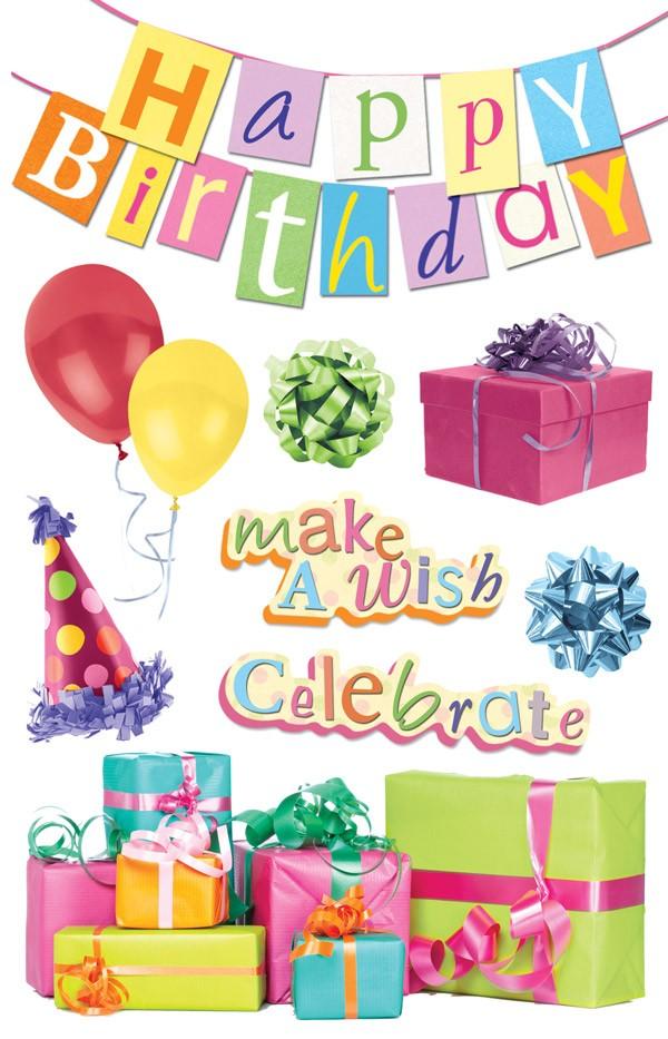  Scrapbook Stickers - 3D Happy Birthday、mySite、ghnorth