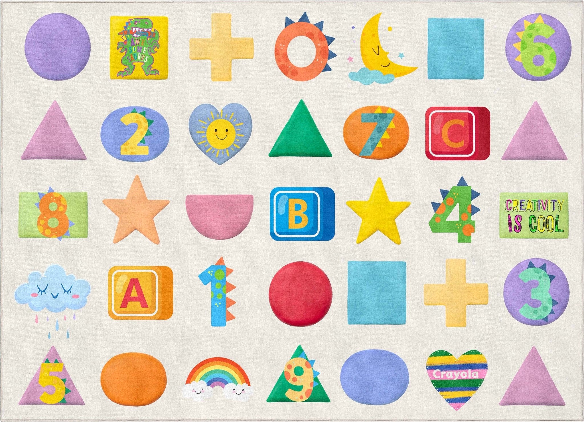 Crayola Modern Educational Numbers & Shapes Area Rug By Well Woven、mySite、gigharbornorthrealestate