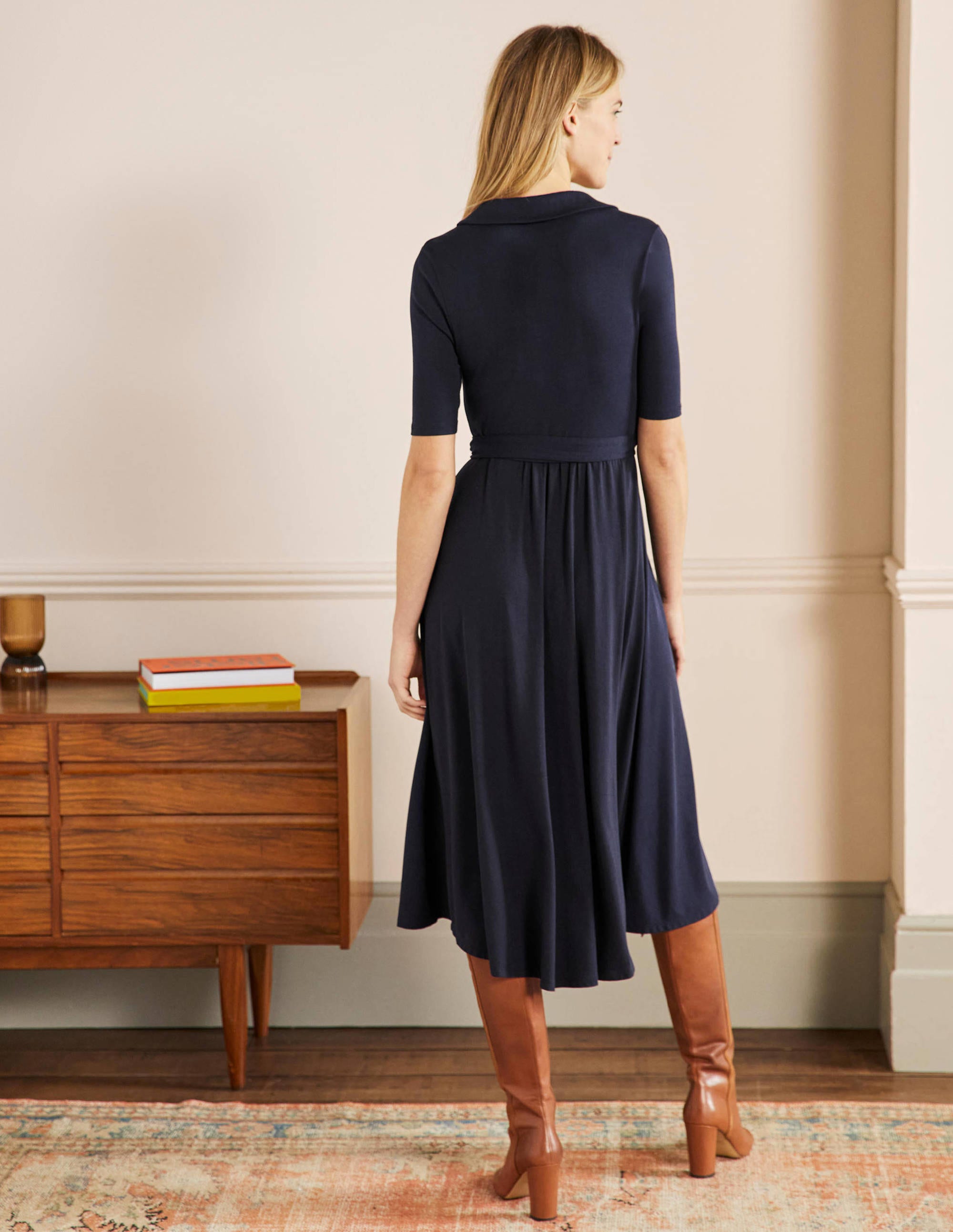  Lavinia Jersey Wrap Dress-Navy、mySite、ashleygrahame