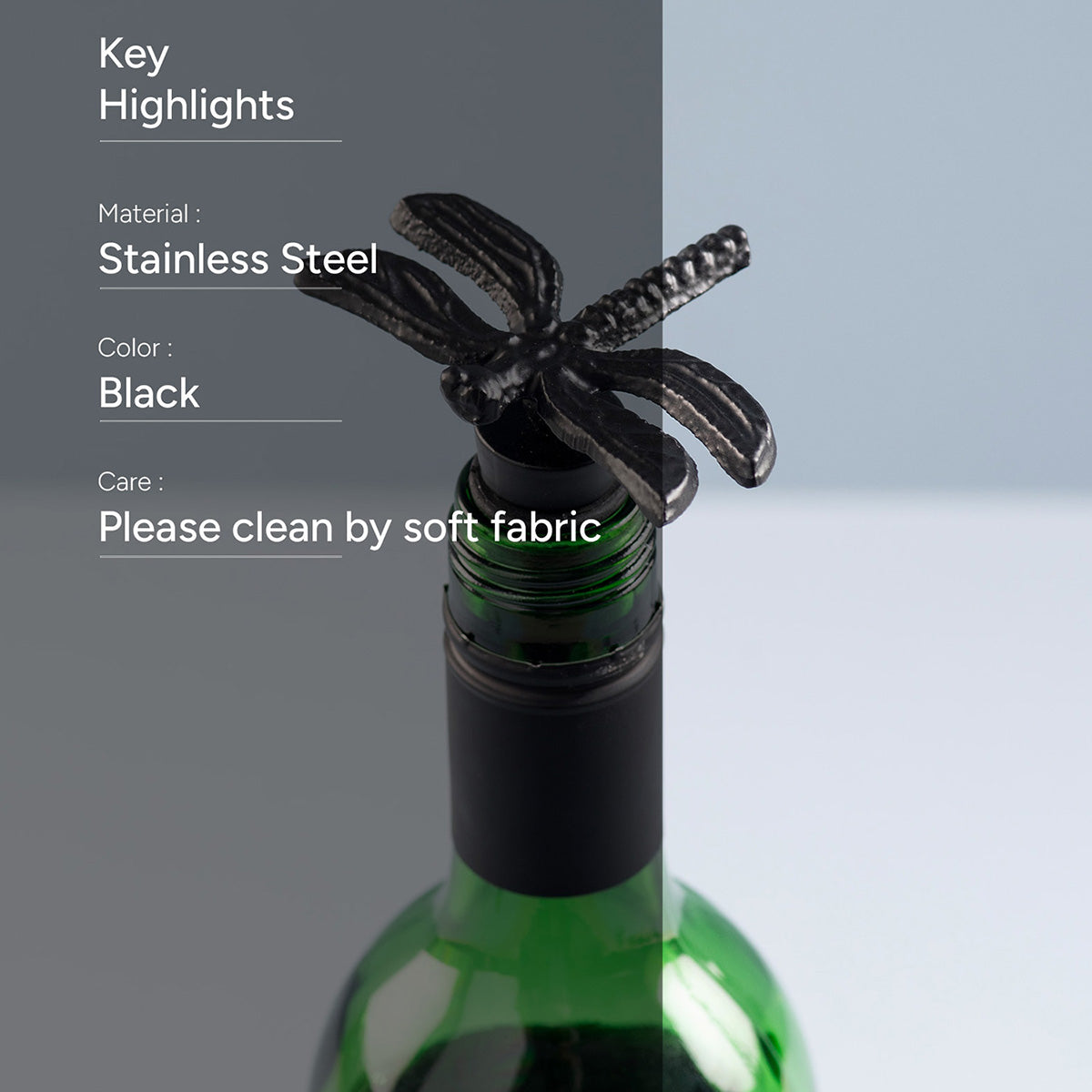 Stainless Steel Bottle Stoper | Dragonfly Shape | Black、mySite、camillekostekn