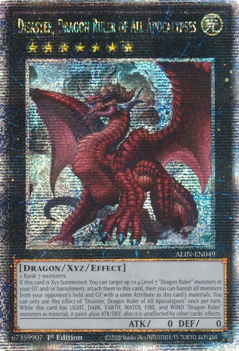 Disaster, Dragon Ruler of All Apocalypses ALIN-EN049 Quarter Century Secret Rare、mySite、waistdrama