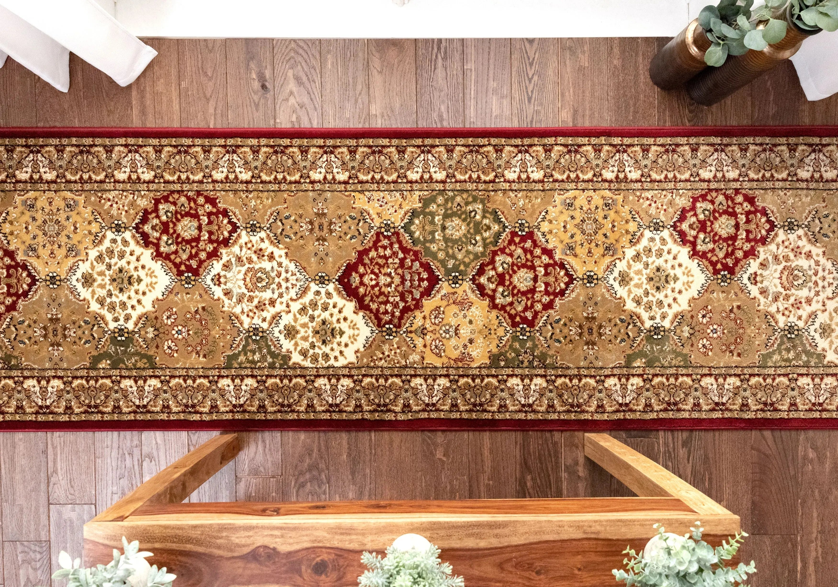 Mina-Khani Custom Size Runner Traditional Red 31 Inch Wide x Choose Your Length Hallway Runner Rug、mySite、gigharbornorthrealestate