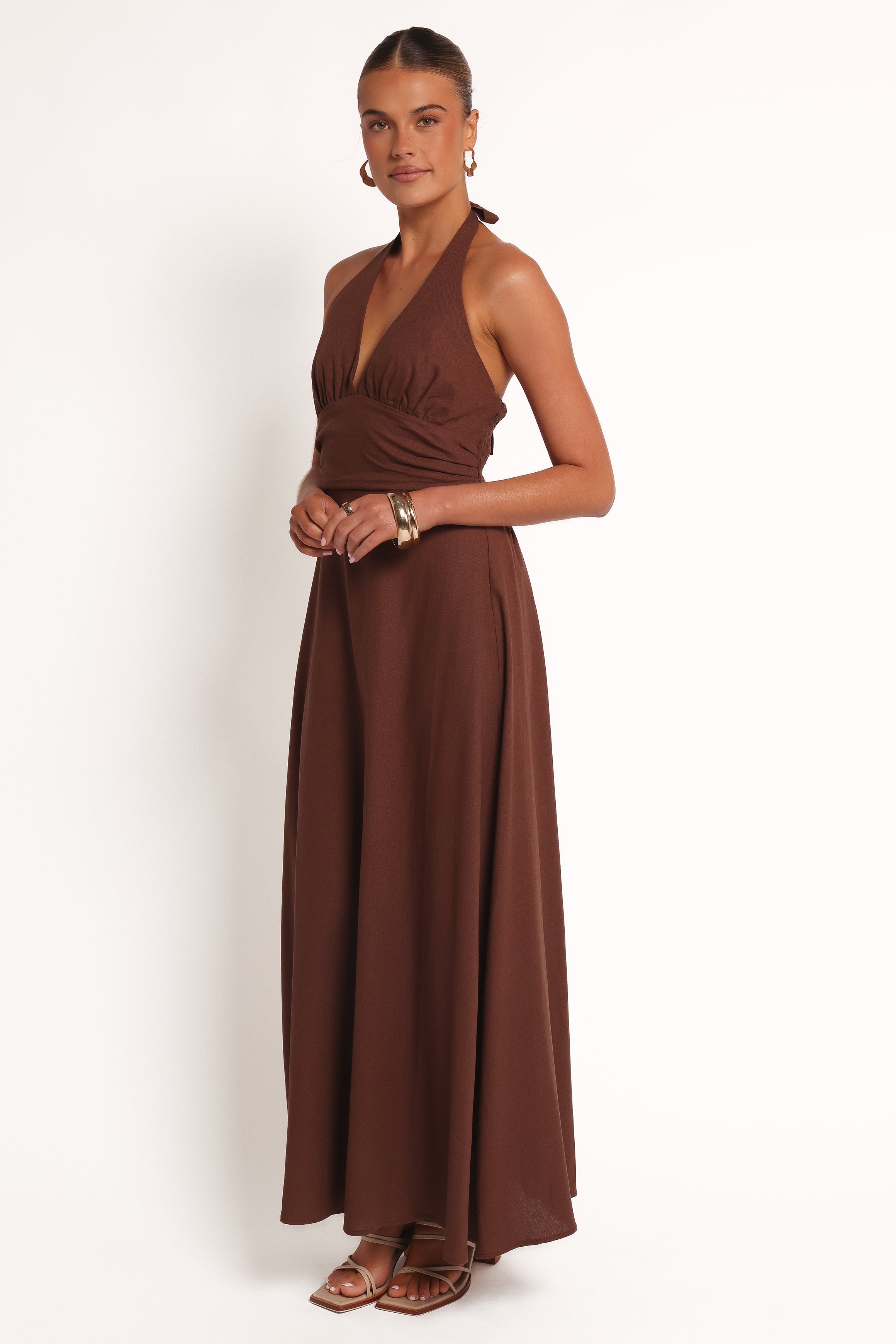  Marie Halterneck Maxi Dress - Chocolate、mySite、sugarbowlscore