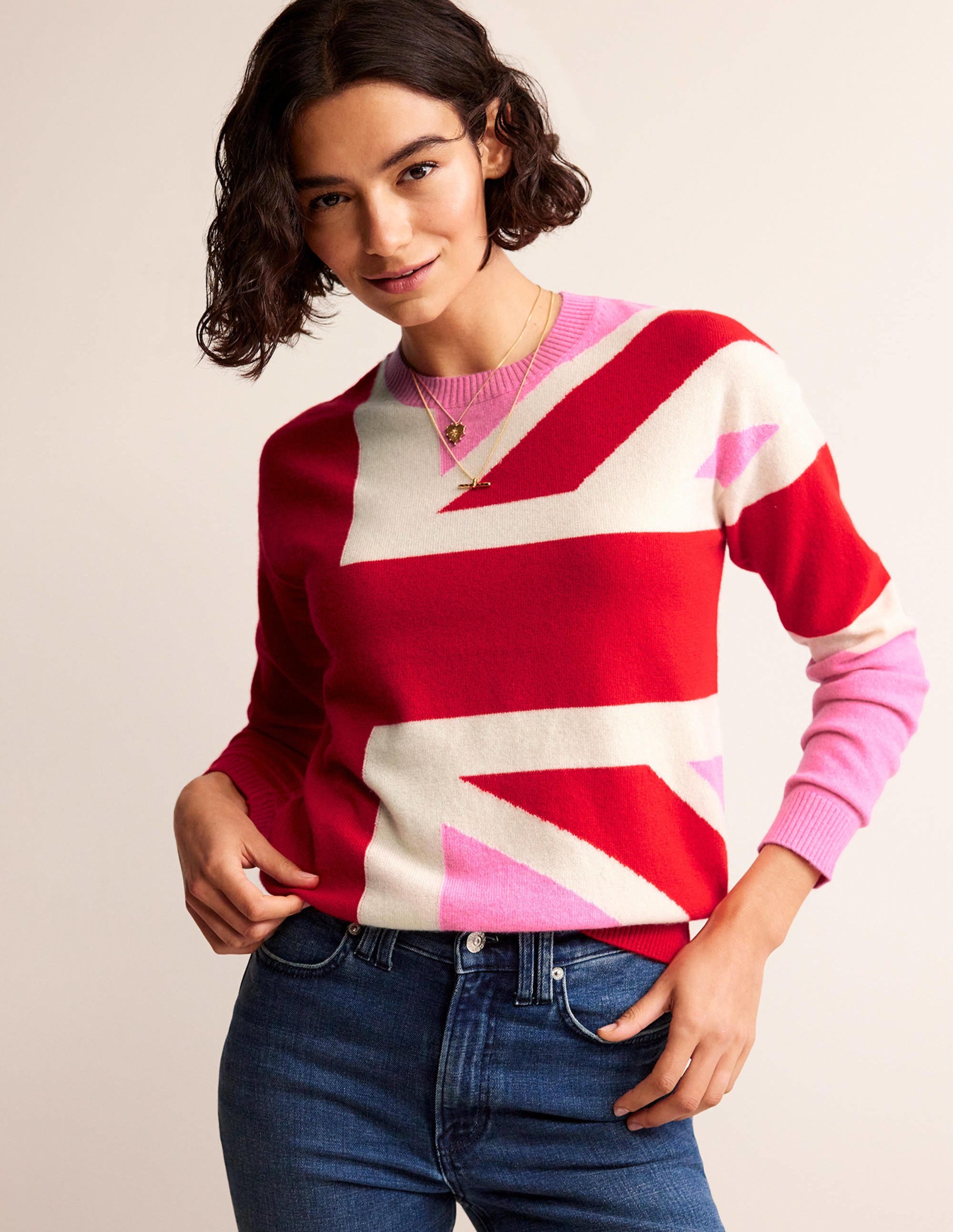  Lydia Cashmere Jumper-Cherry Blossom Melange、mySite、ashleygrahame