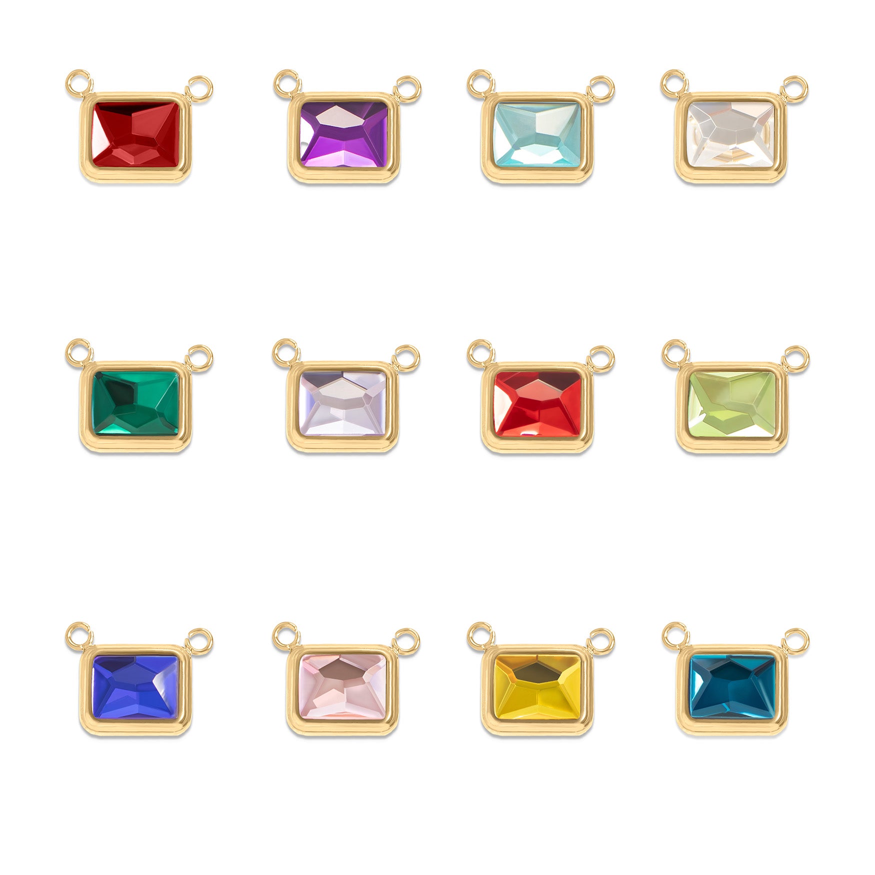 18K Gold PVD Emerald Birthstone Connector Charm 11mm / PDL0261、mySite、dreamappss