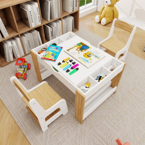 The 2 in 1 Rollaway Play Table and Toy Organizer Compatible with Lego Suitable for Storing Under Bed or Sofa-White (38" x 18.7" x 5.9")、、casual