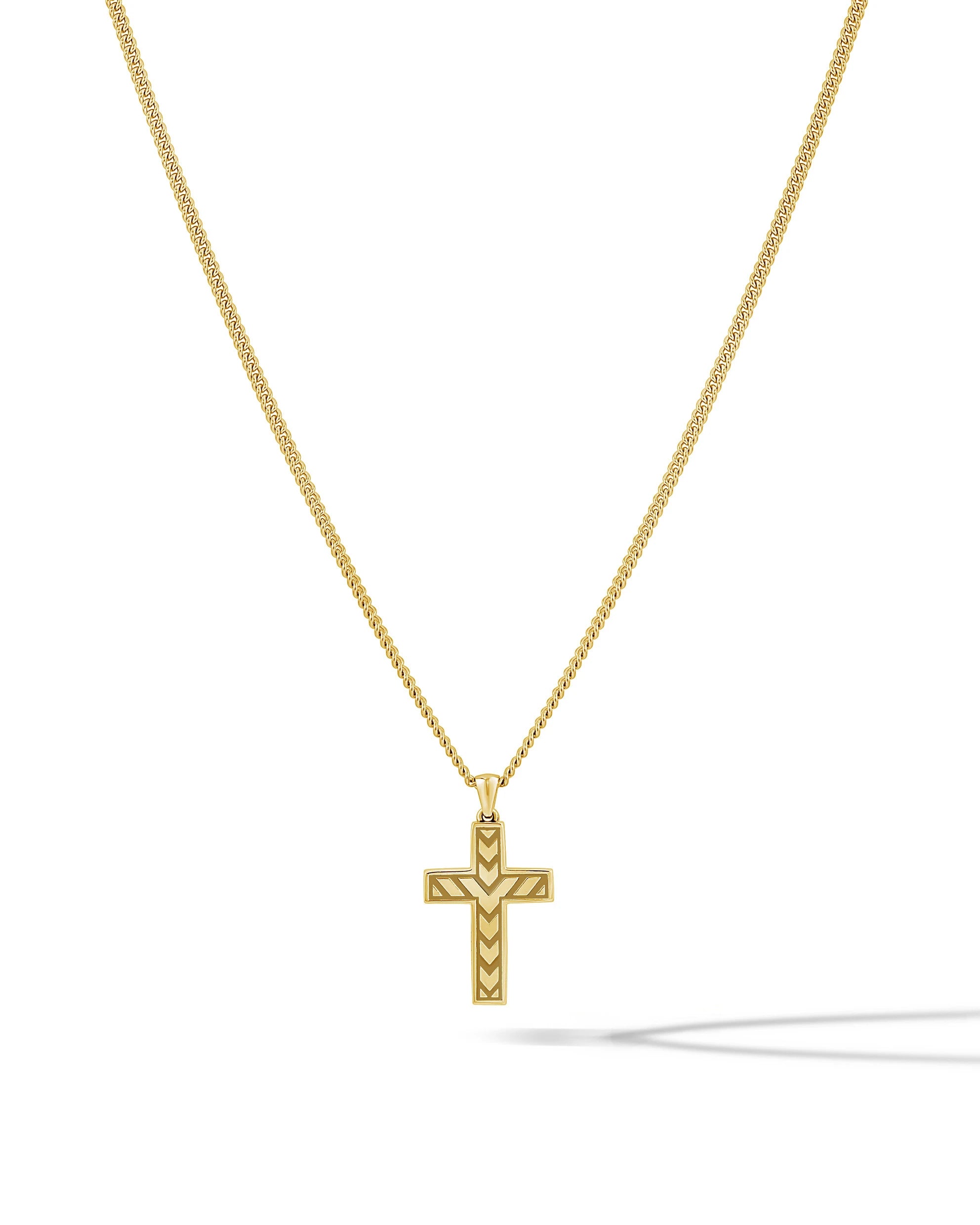  Stone Cross (Large) - 14K Gold Onyx