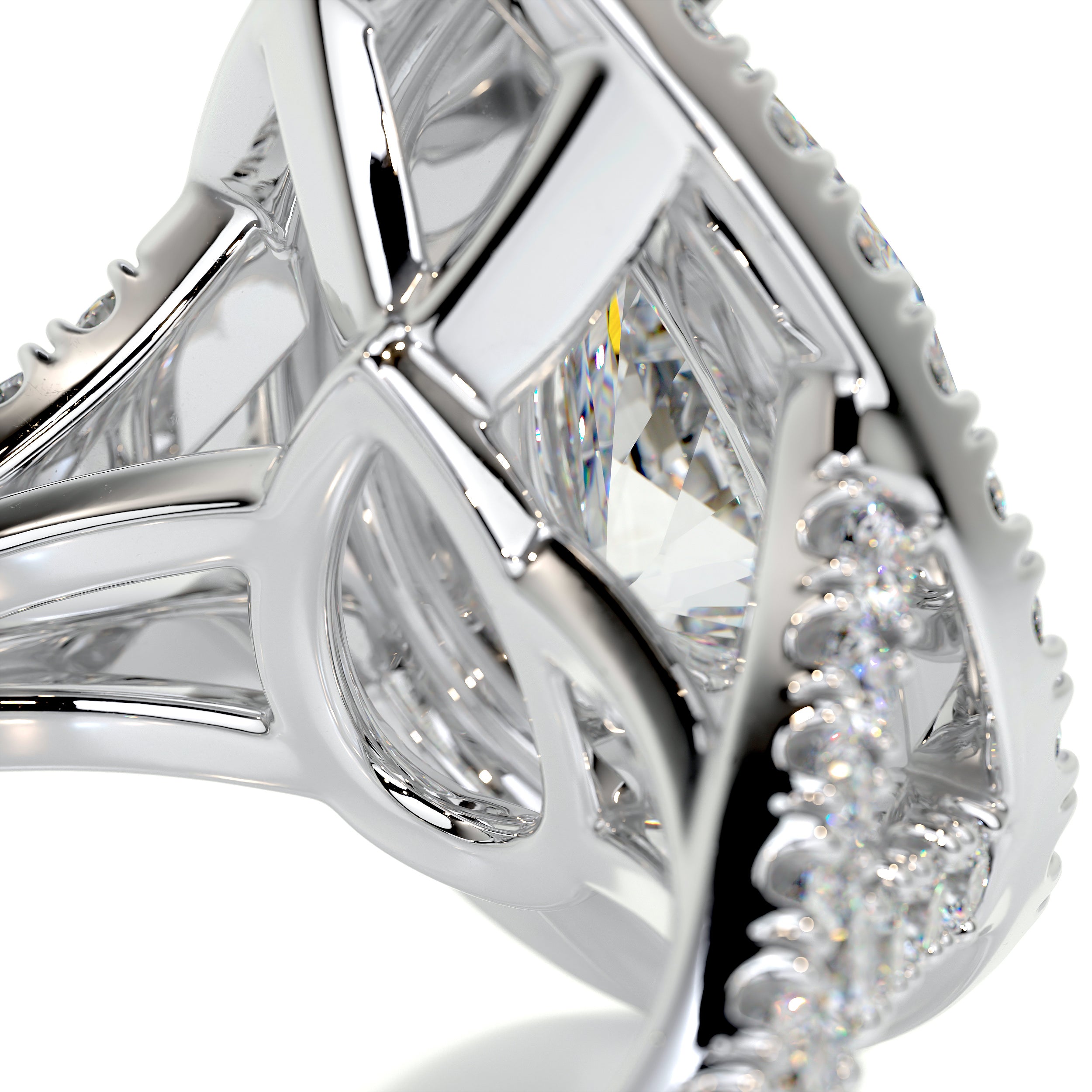 Melanie Moissanite & Diamond Ring -14K White Gold、mySite、hinf8tx79