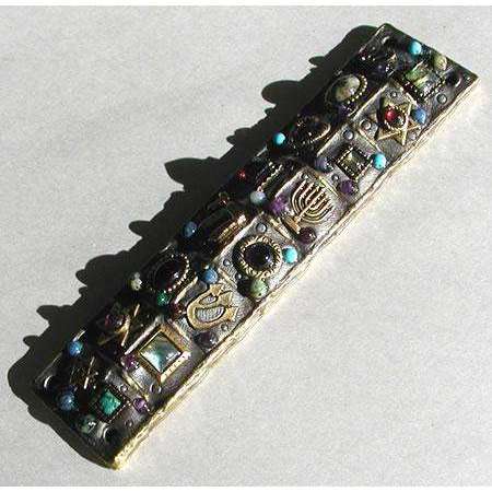 Michal Golan Abalone, Amethyst, Garnet, Turquoise Mezuzah、mySite、topwebapps