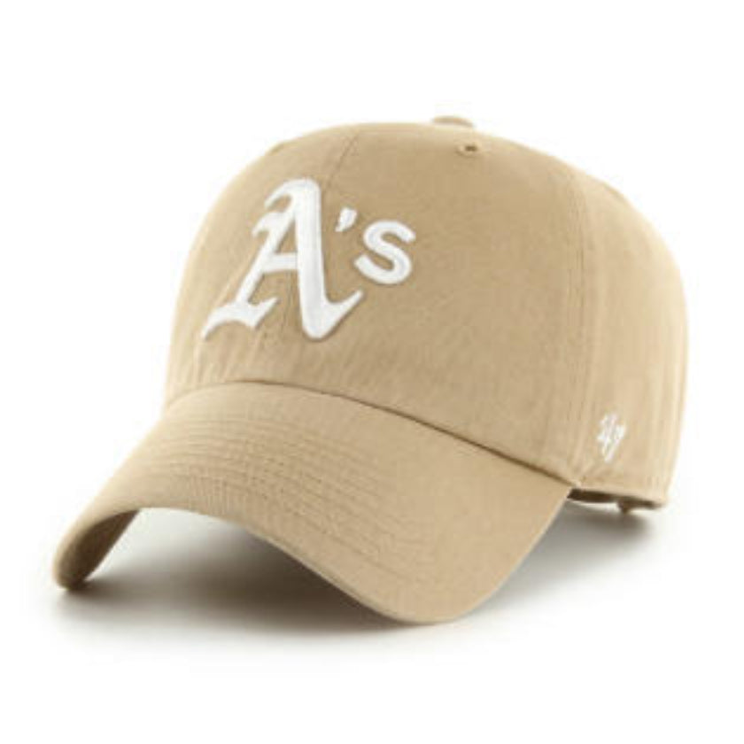 47 Brand Oakland Athletics Cleanup Adjustable Hat - Khaki, White、mySite、vikingsvslions