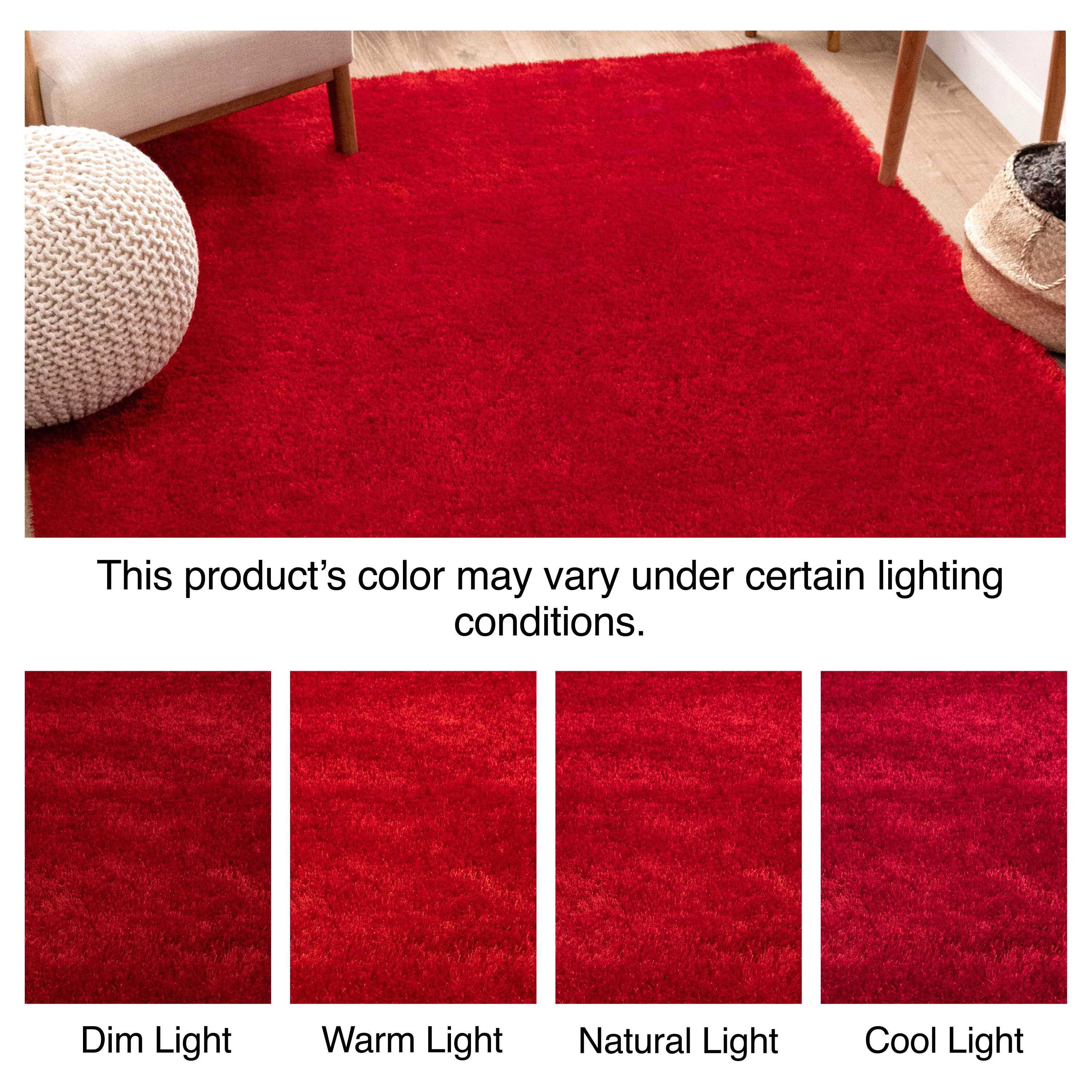 Feather Collection Liza Red Shag Rug – Sparkly, Plush, Minimalist Glam、mySite、gigharbornorthrealestate