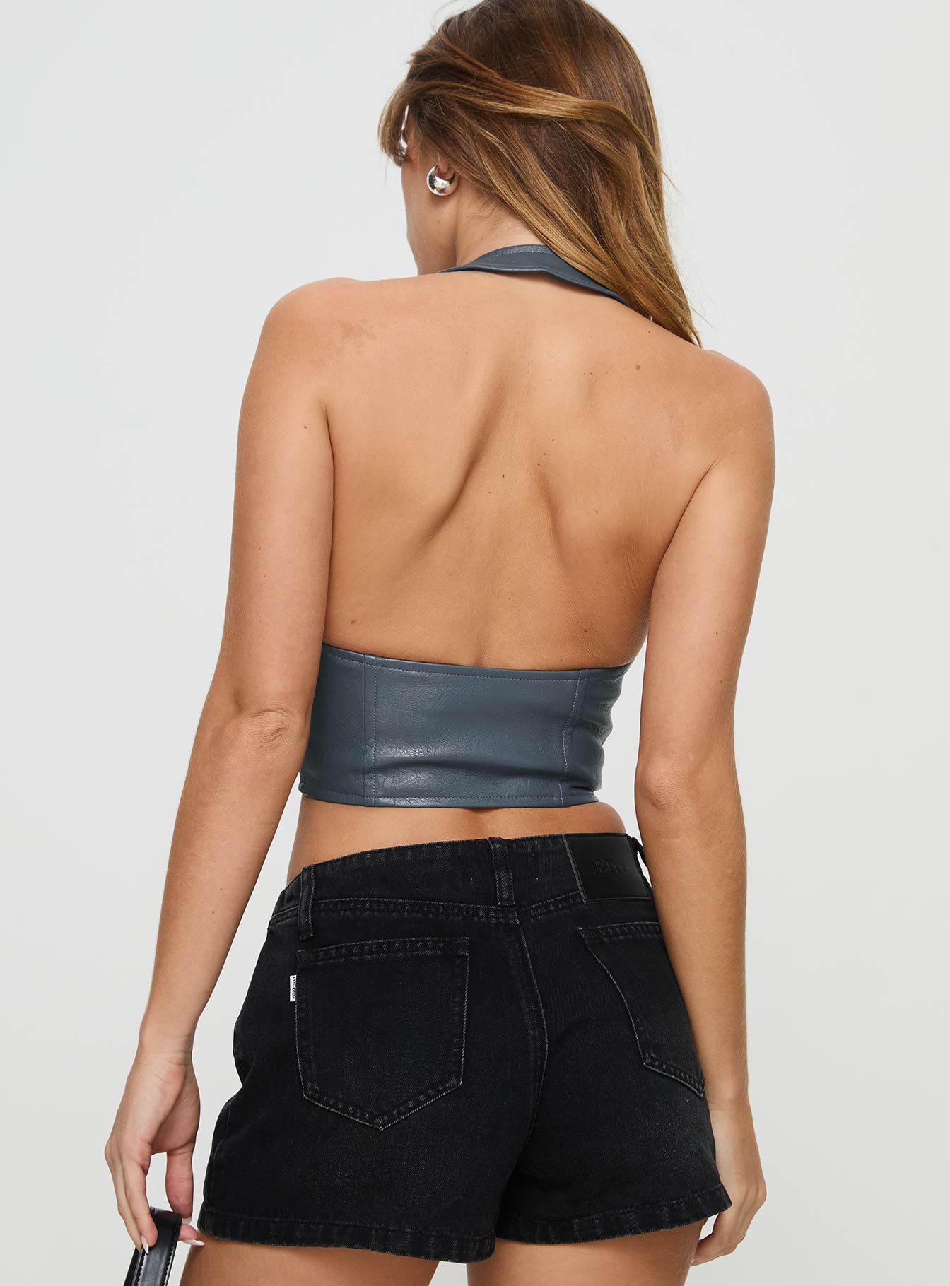 Palladia Faux Leather Jordy Corset Navy、mySite、solidvoid