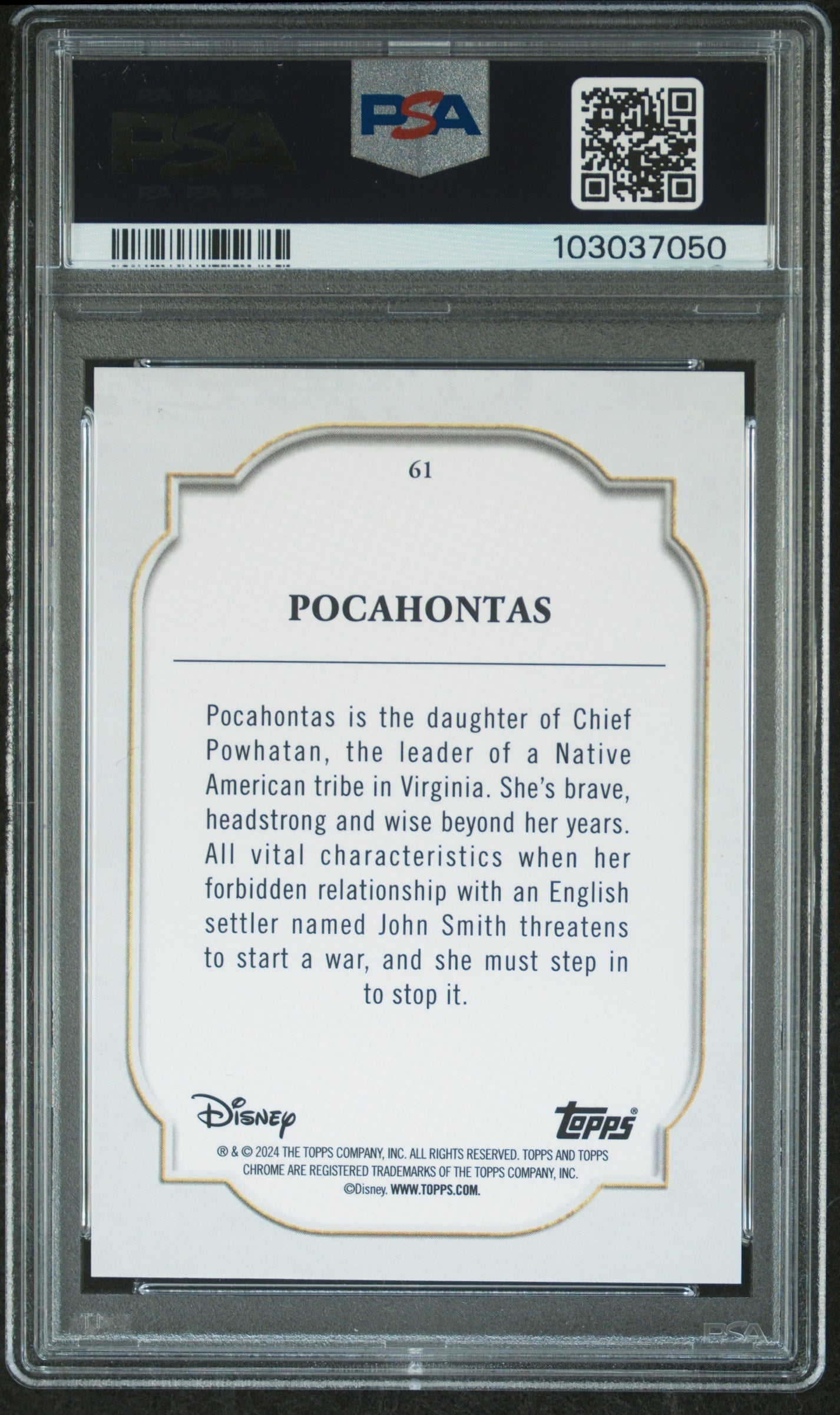 Pocahontas #61 PSA 4 Topps Chrome Disney 2024、mySite、waistdrama