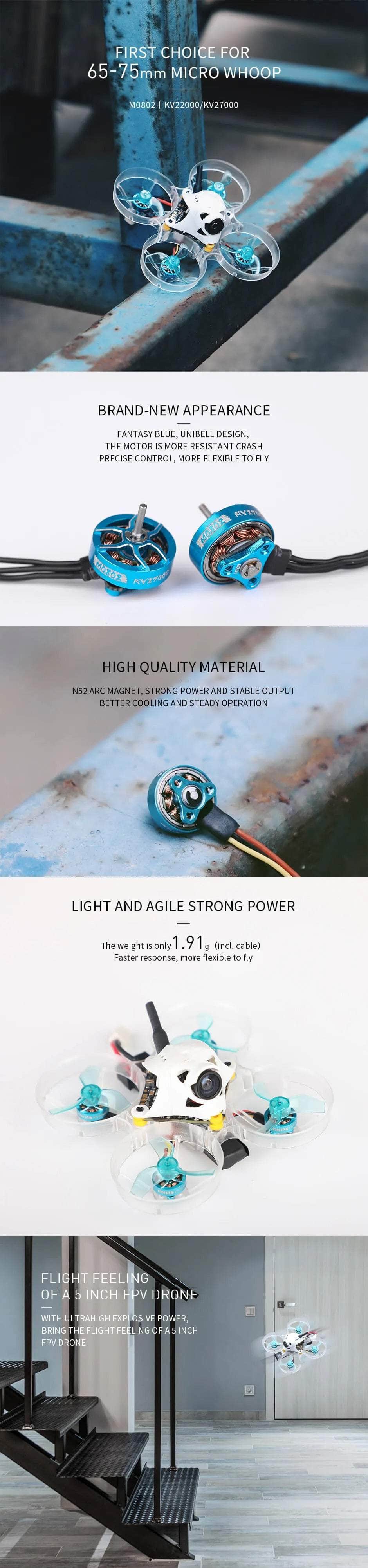 T-Motor M0802 II Micro Motor - 27000Kv