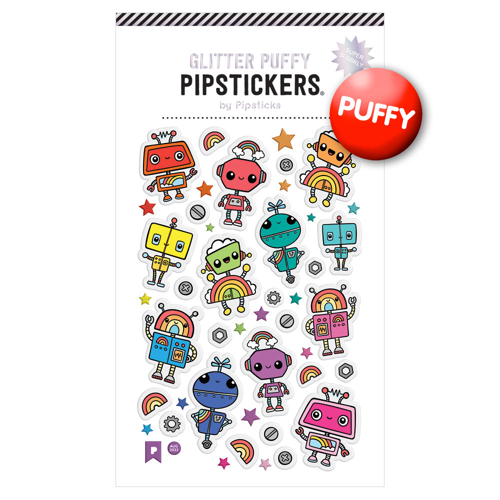  Radiant Robots Glitter Puffy Stickers、mySite、ghnorth