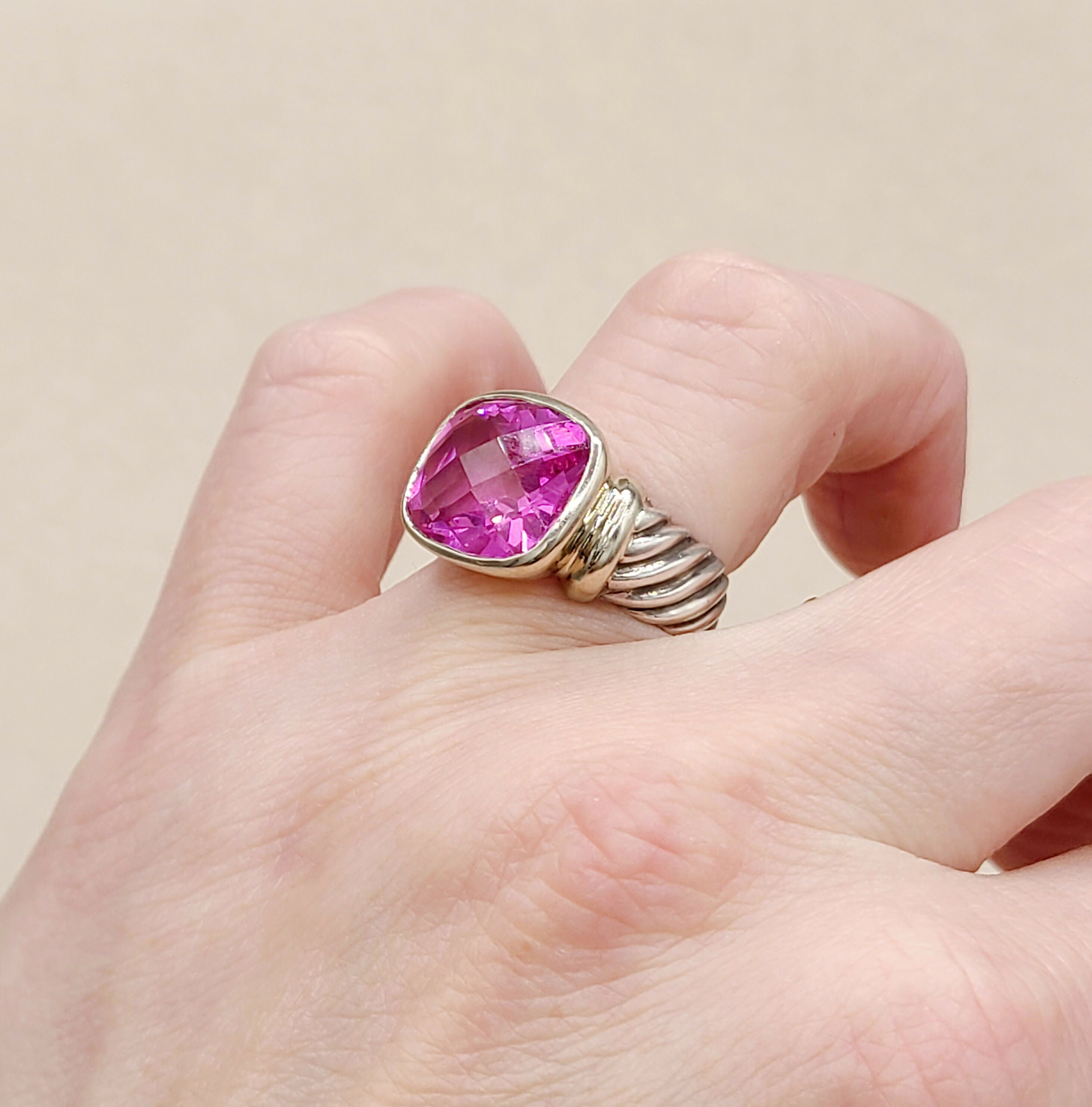 David Yurman Noblesse Ring Pink Tourmaline Silver & 14K Gold、mySite、hinf8tx79