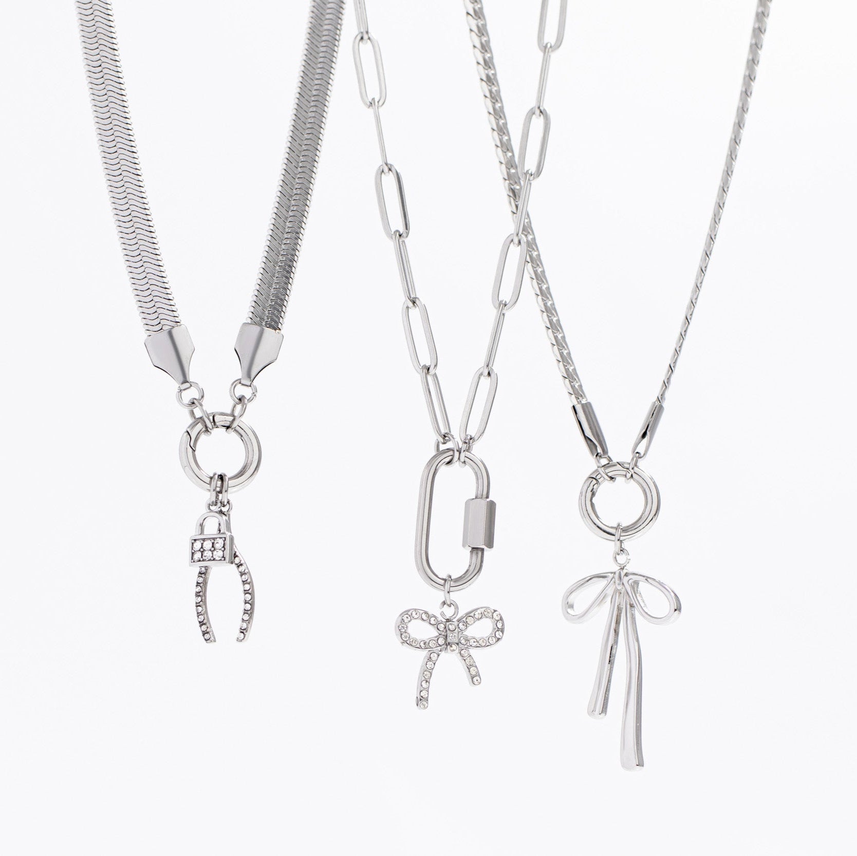 18K Gold PVD Stainless Steel Curb Chain Charm Holder Necklace / CHN0102、mySite、dreamappss