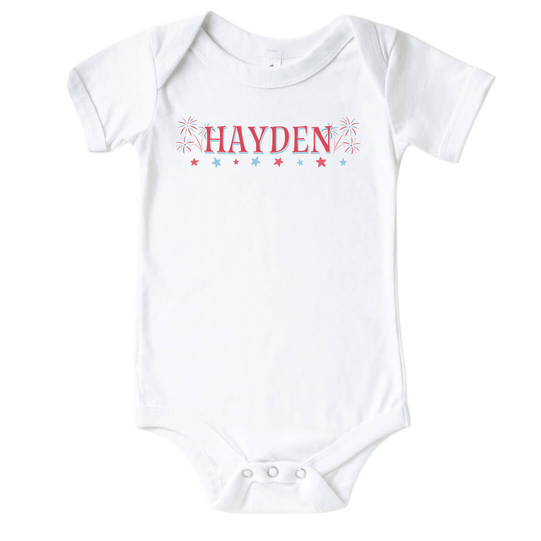  Personalized Fireworks & Freedom Graphic Bodysuit | White、mySite、layawaytickets