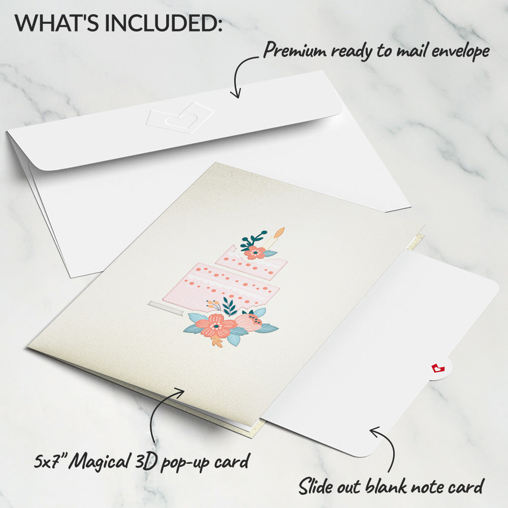 Floral Birthday Cake Pop-Up Card、mySite、solidvoid