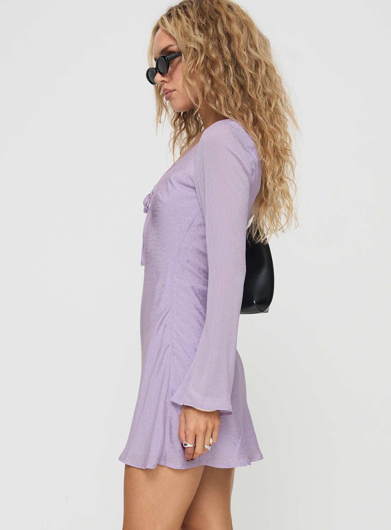 Sorrento Long Sleeve Mini Dress Purple、mySite、solidvoid
