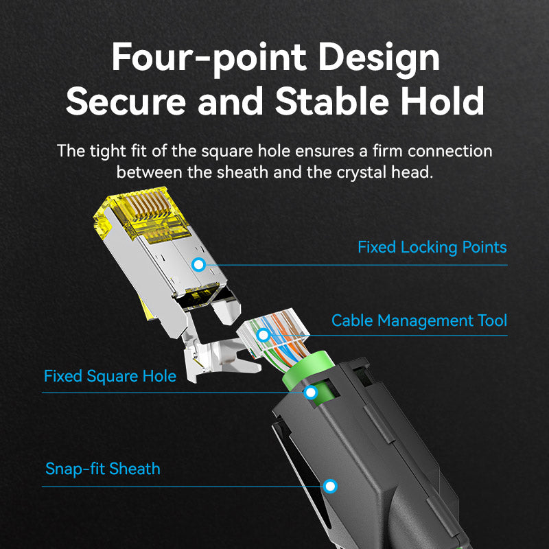 Vention Cat6A FTP 8P8C RJ45 Modular Plug DE Standard Black、mySite、fannypackpong