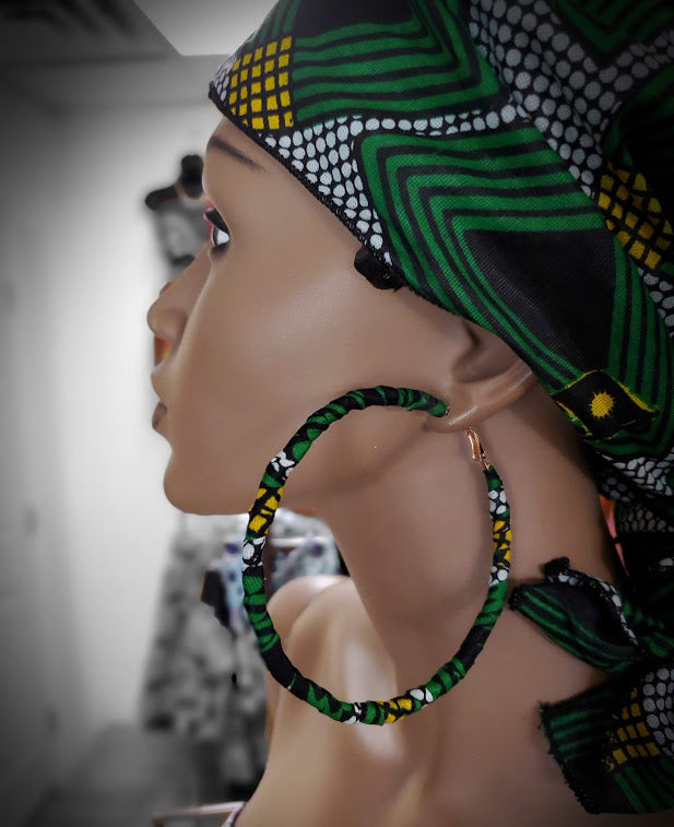 Green African Print Hoop Earrings-DP3800JL、mySite、solidvoid