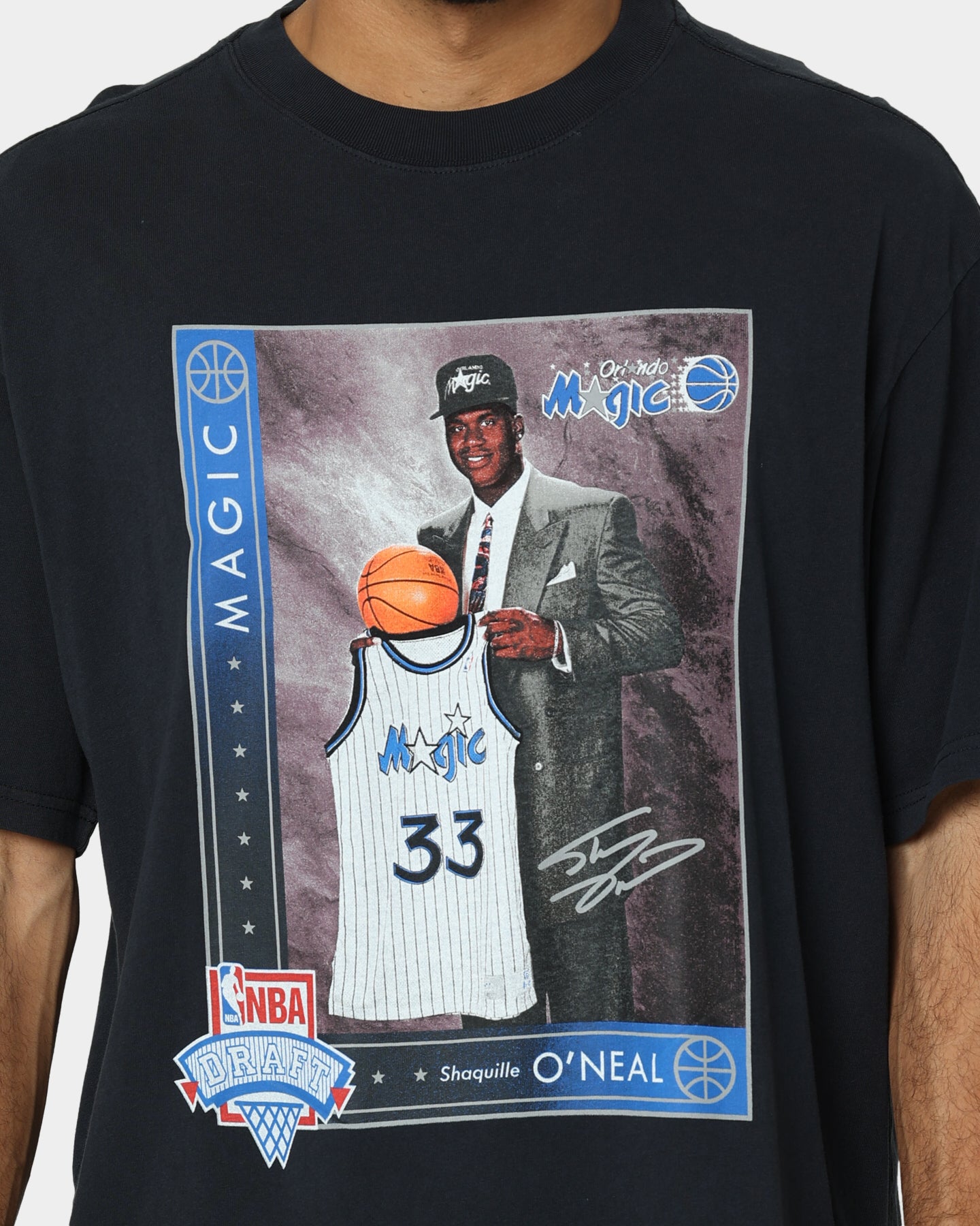 Mitchell & Ness Orlando Magic Shaquille O'Neal Draft Day Vintage T-Shirt Faded Black、mySite、zt4zffjzw
