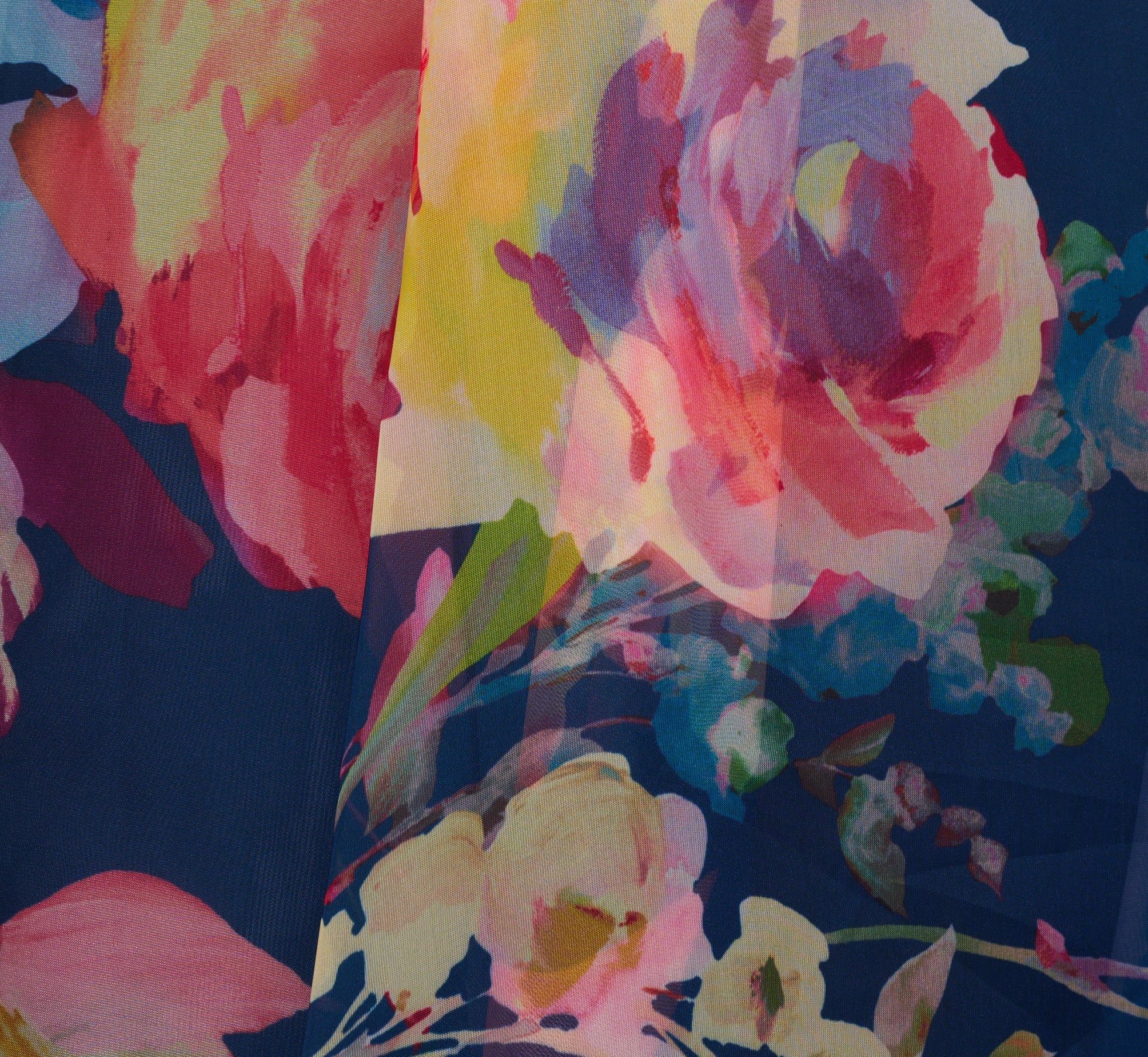 Off Shoulder Floral Organza High Low Dress In Navy Multi、mySite、solidvoid