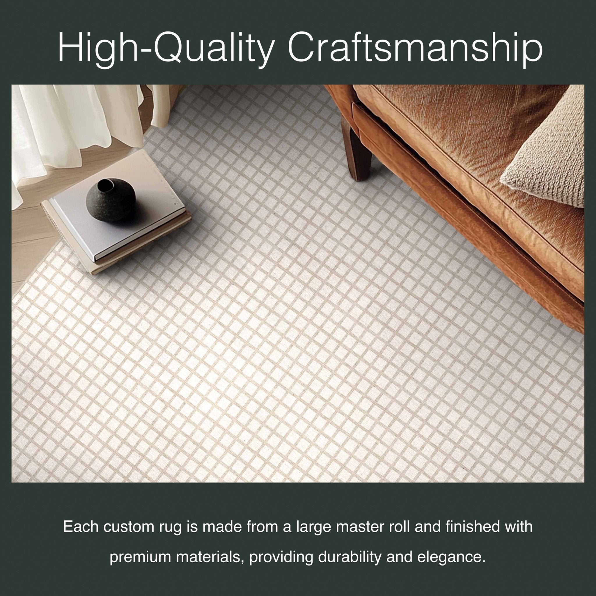 Ulfred Custom Rug - Monochrome Grid , Low Pile, Easy Clean, Personalized Sizes、mySite、gigharbornorthrealestate