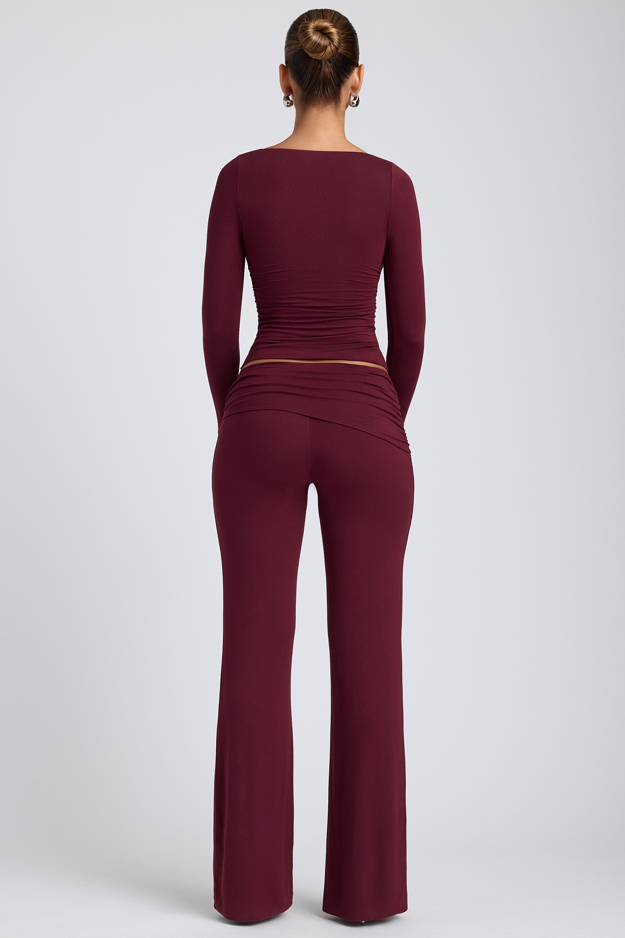 Modal Ruched Long-Sleeve Top in Plum、mySite、solidvoid