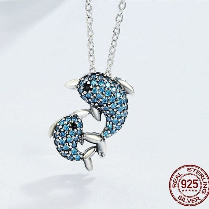 Dolphin Necklaces (4 Styles) in 925 Silver with Blue Cubic Zirconia、mySite、g9winljtr