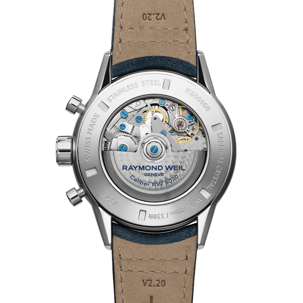  Freelancer Automatic Chronograph Ceramic Bezel 43.5mm - Blue on Leather Strap