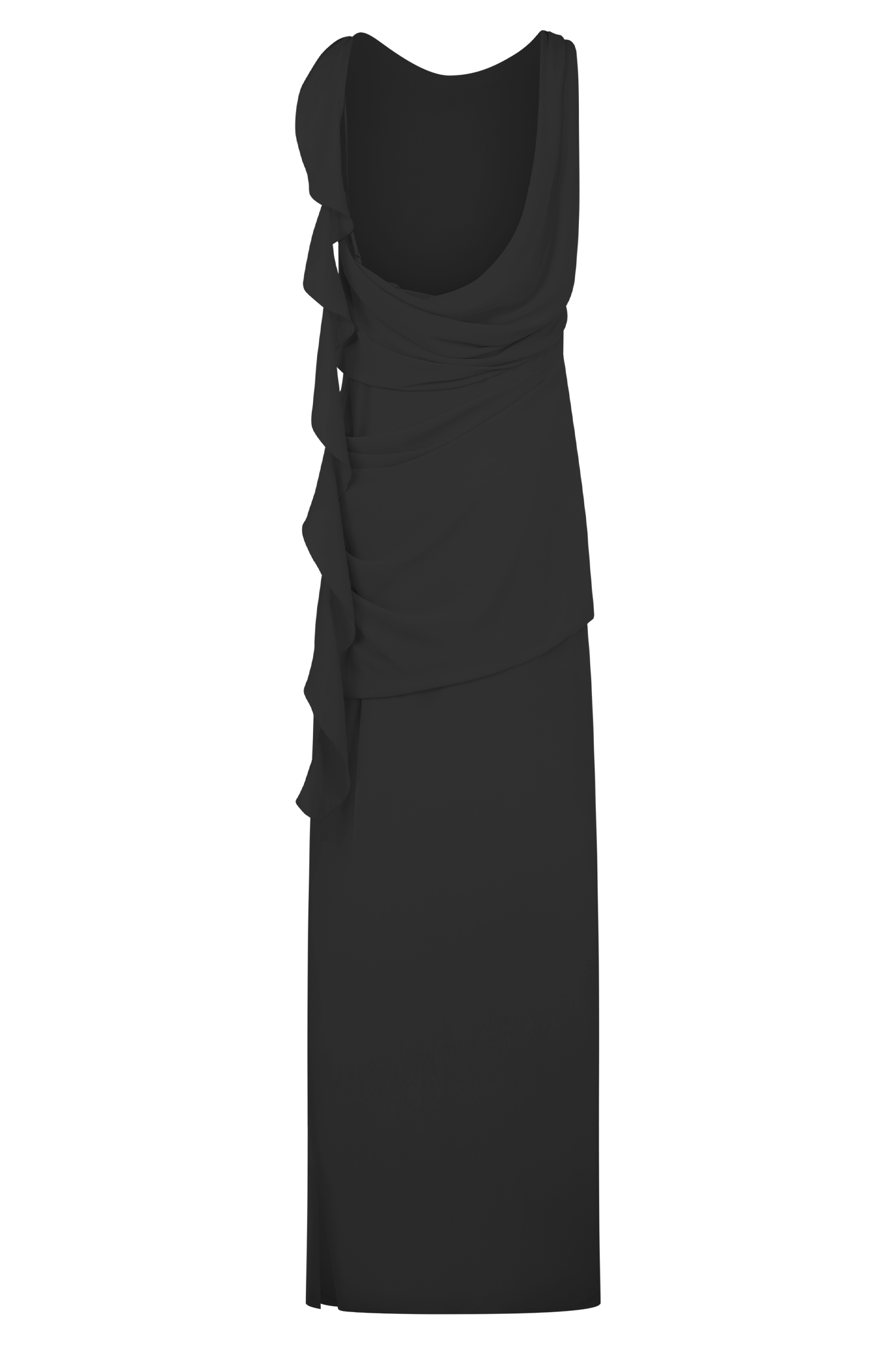Daria Draped Chiffon Maxi Dress - Black、mySite、solidvoid