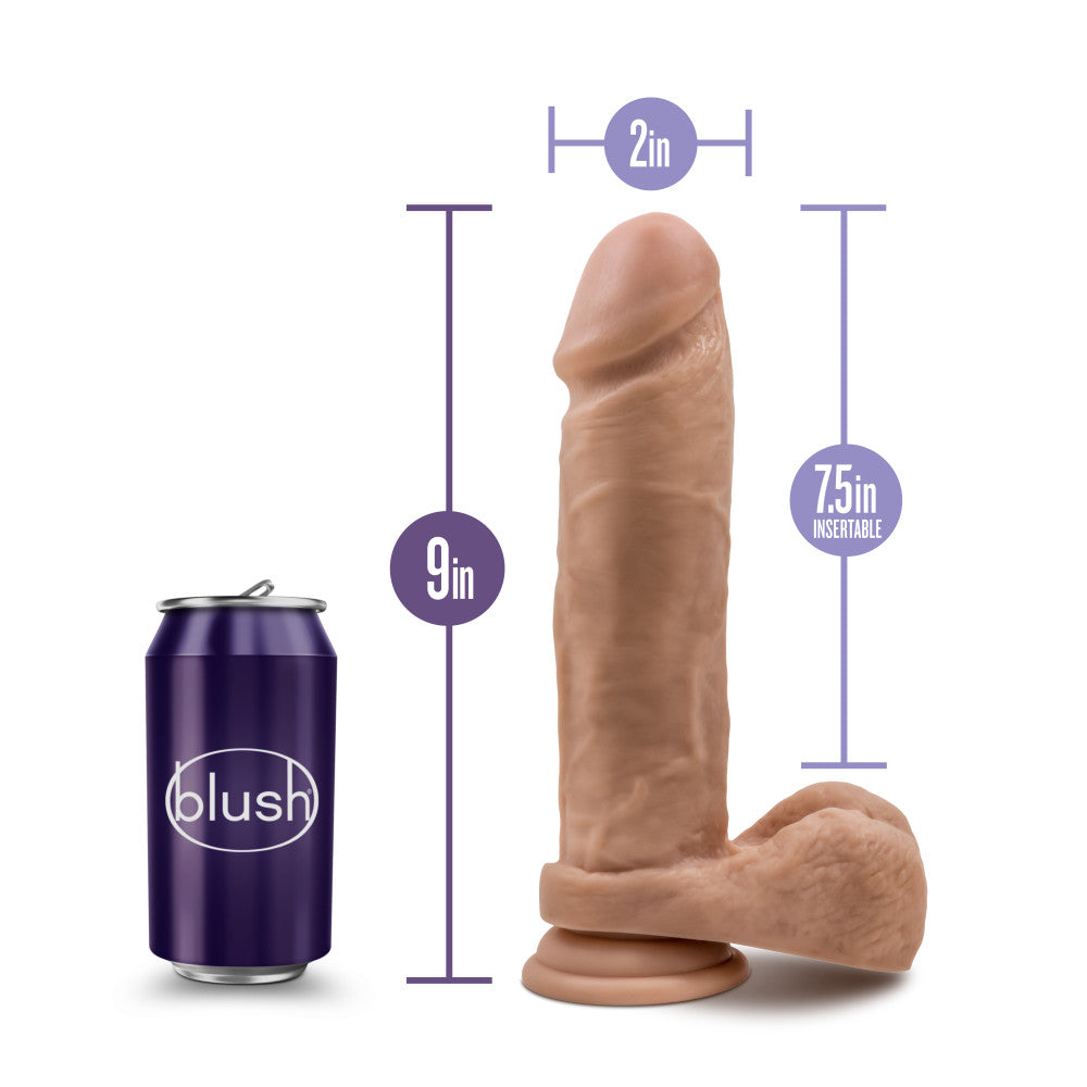 Au Naturel By Blush® | Realistic Mocha 9-Inch Long Dildo With Balls & Suction Cup Base、mySite、bottomscart